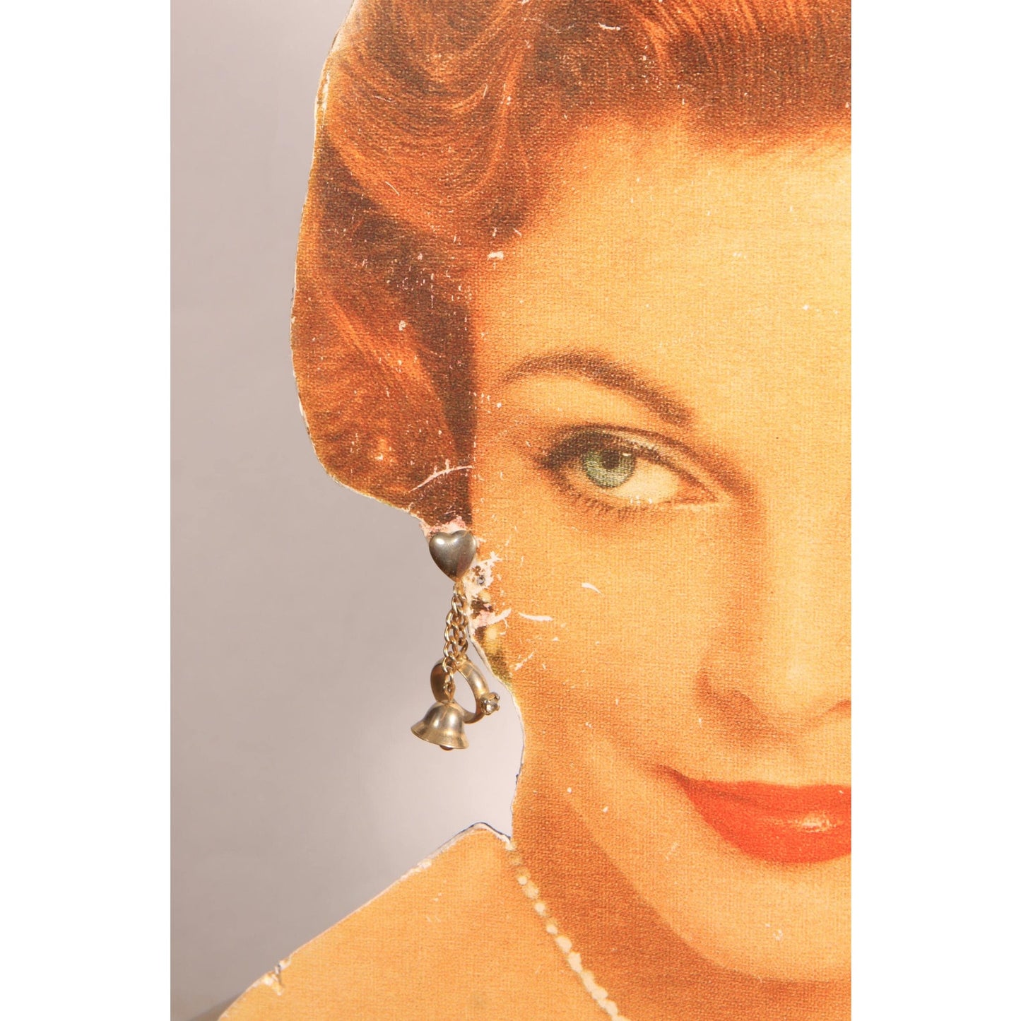 1950s Silver Tone Metal Novelty Wedding Bells, Ring and Heart Dangling Bridal Screw Back Earrings