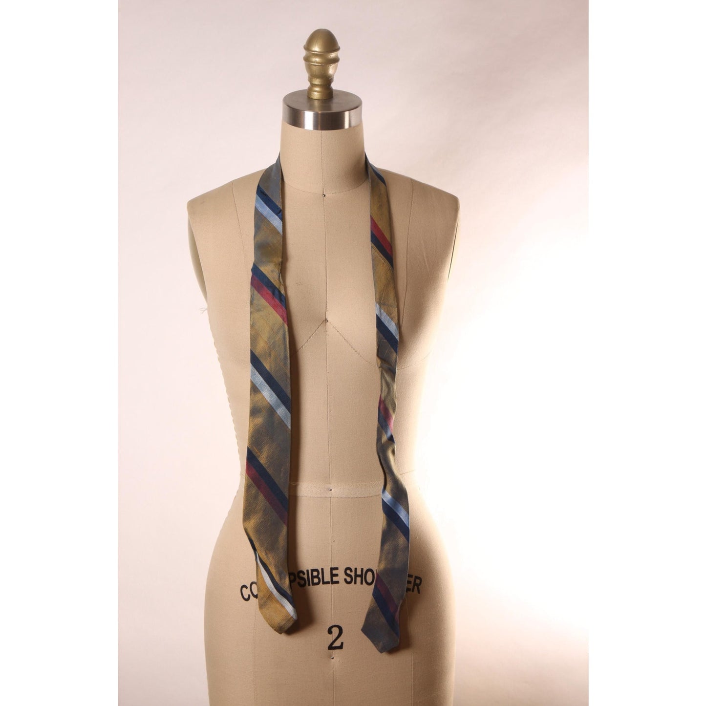 1950s Bronze, Blue and Red Striped Necktie Tie by Baxter & Henning