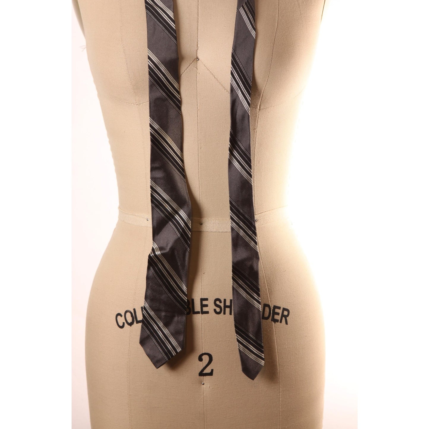 1960s Black and Gray Striped Necktie Tie by The Jones Store Co. Kansas City