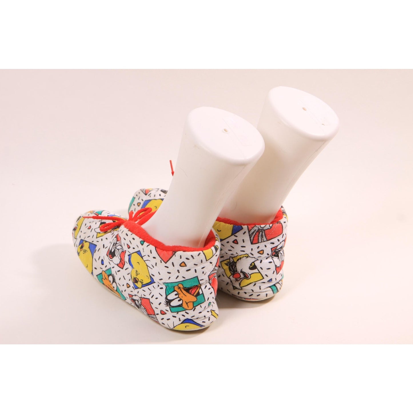 1980s 1990s Novelty Looney Toons Bugs Bunny Tweety Unisex Quilted Slippers -Size 8-9