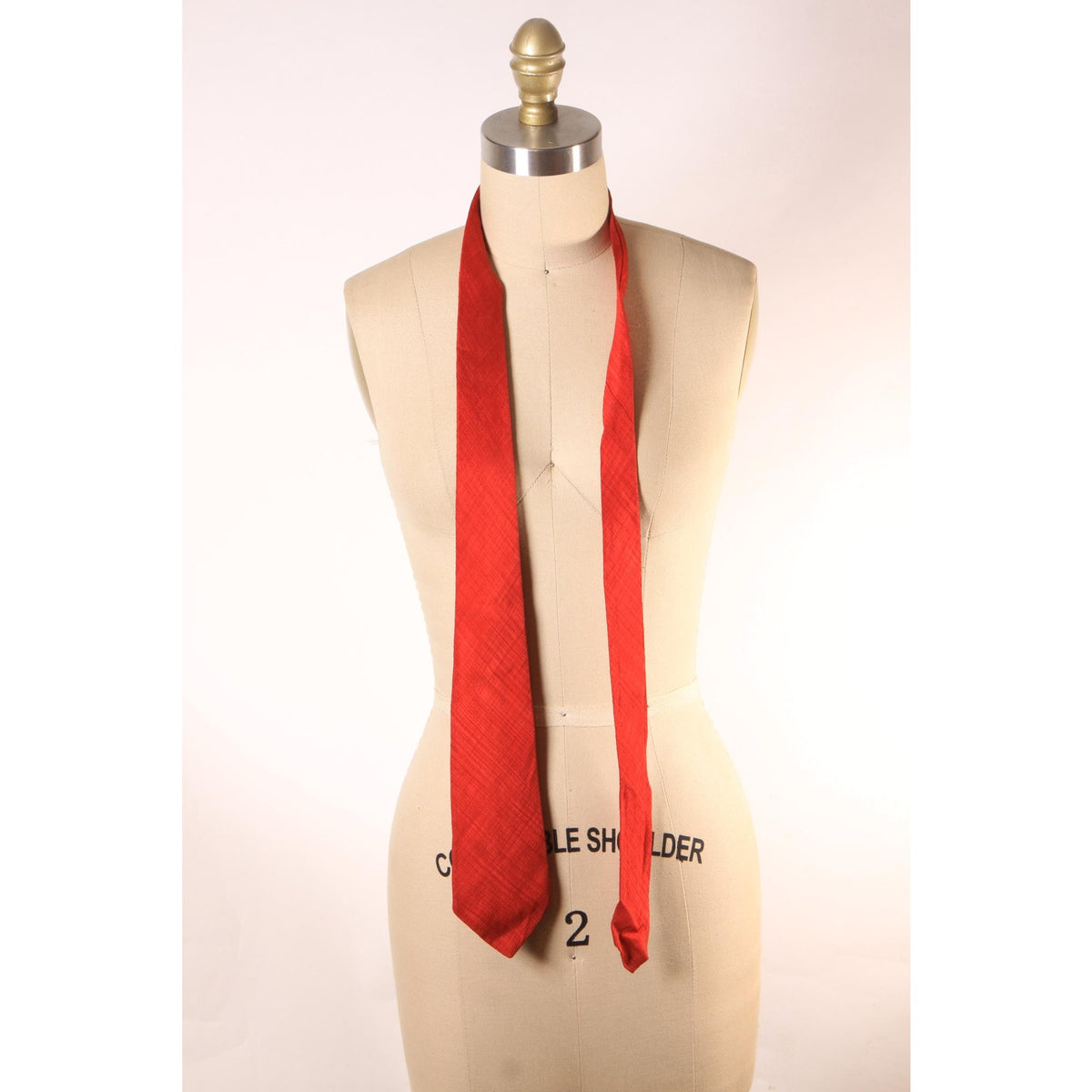 1950s Red Striped Textured Necktie Tie by V. Galet Originals California