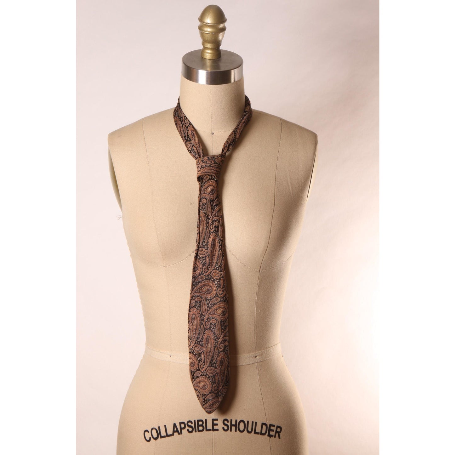 1960s Brown and Tan Paisley Necktie Tie