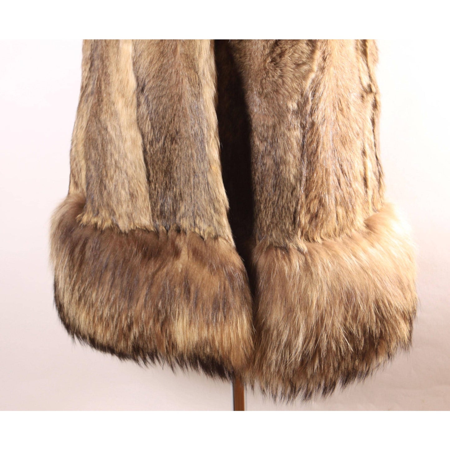 1970s Raccoon Fur Long Sleeve Quilted Lining Princess Coat