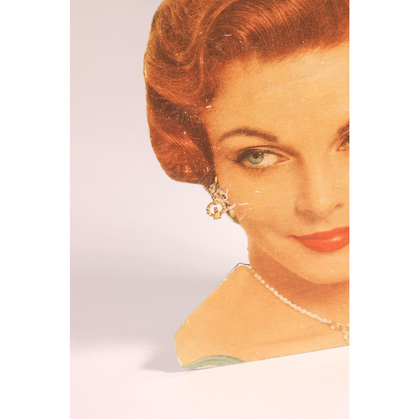 1950s Gold Tone Metal Dangling Hoop Clip On Earrings