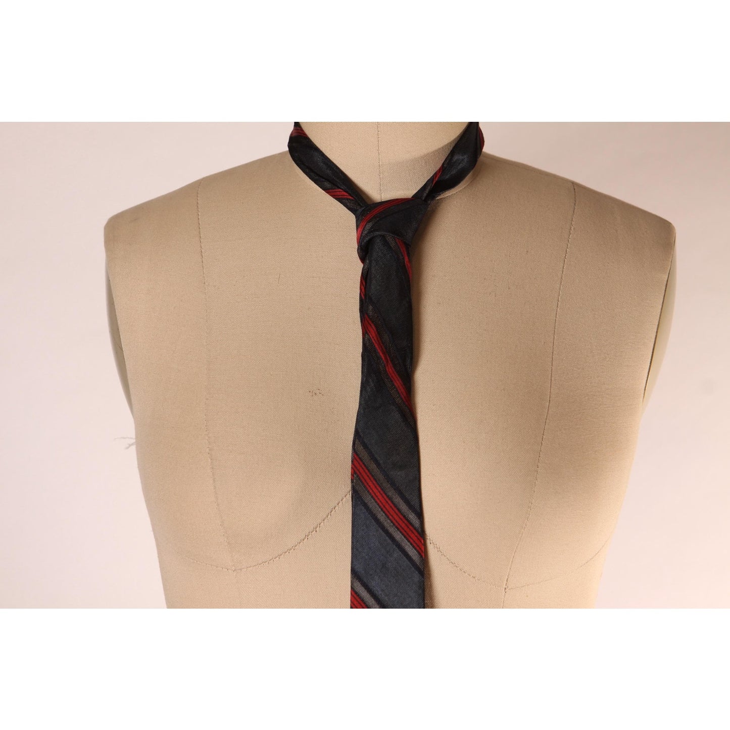 1950s Navy Blue and Red Striped Necktie Tie