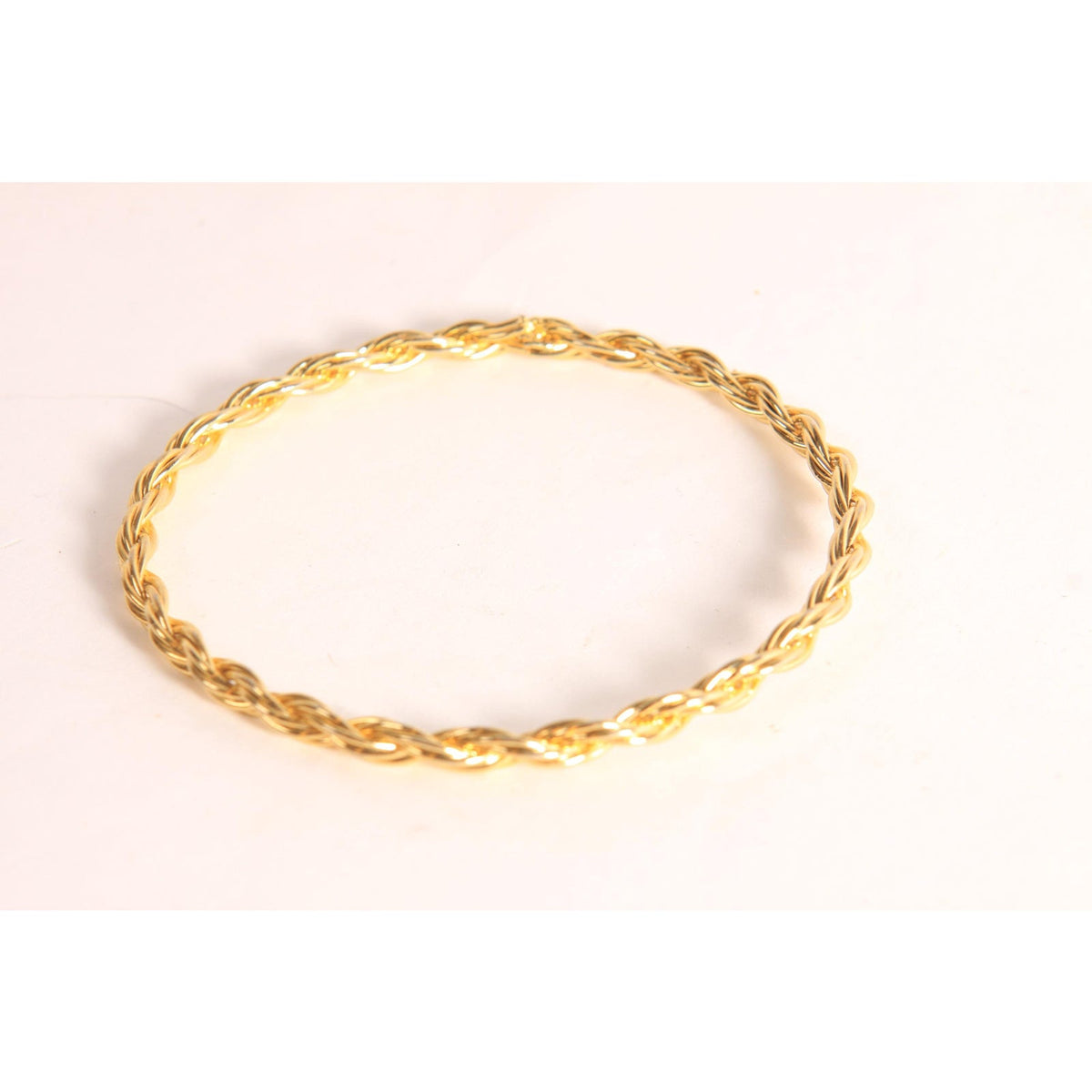 1970s 1980s Gold Tone Metal Twisted Wire Bangle Bracelet
