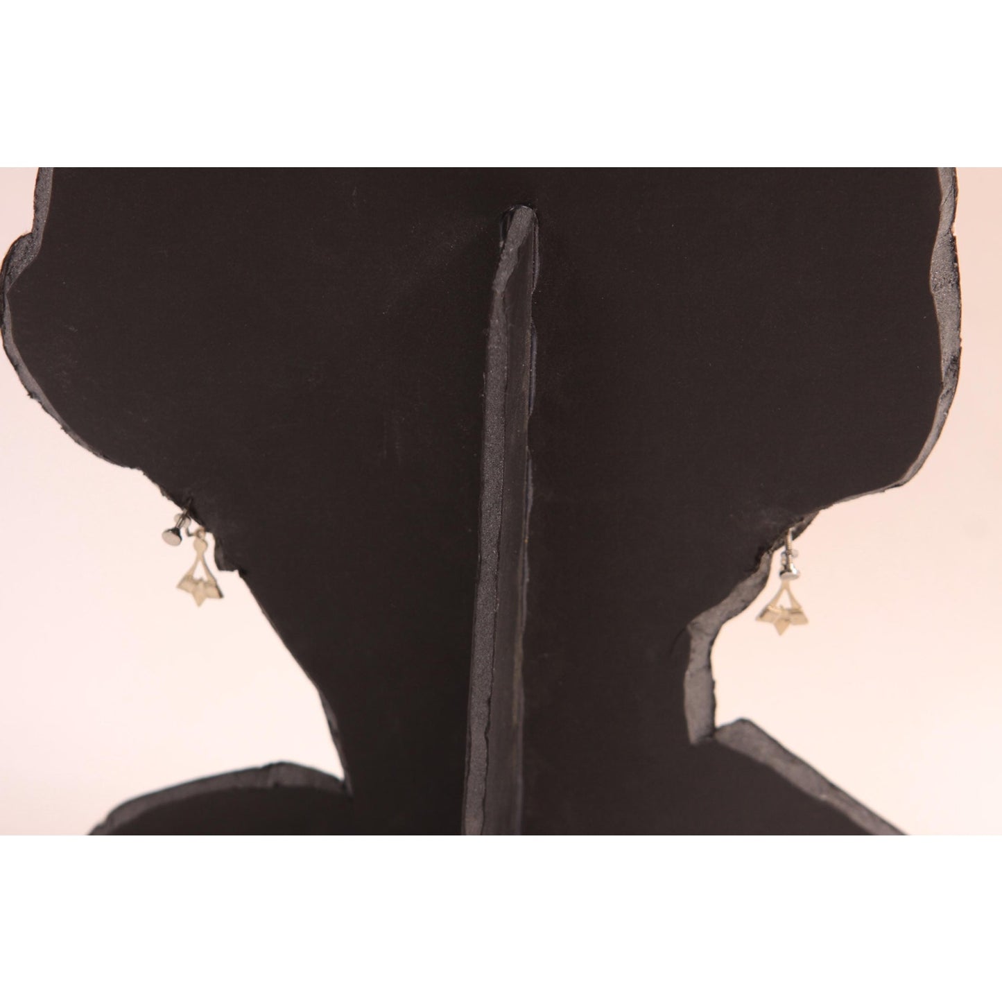 1950s Silver Tone Metal Half Star Shape Rhinestone Screw Back Earrings