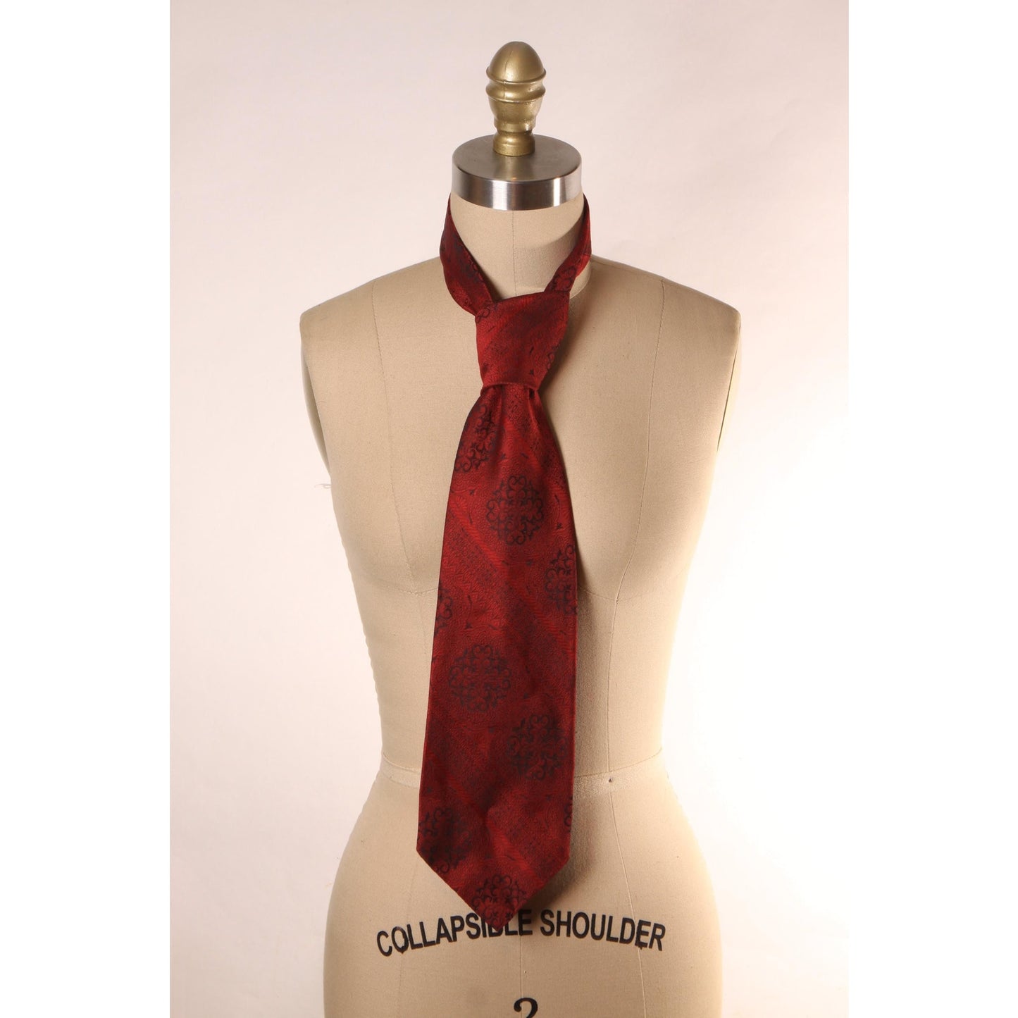 1970s Dark Red and Black Swirl Wide Necktie Tie by Romano