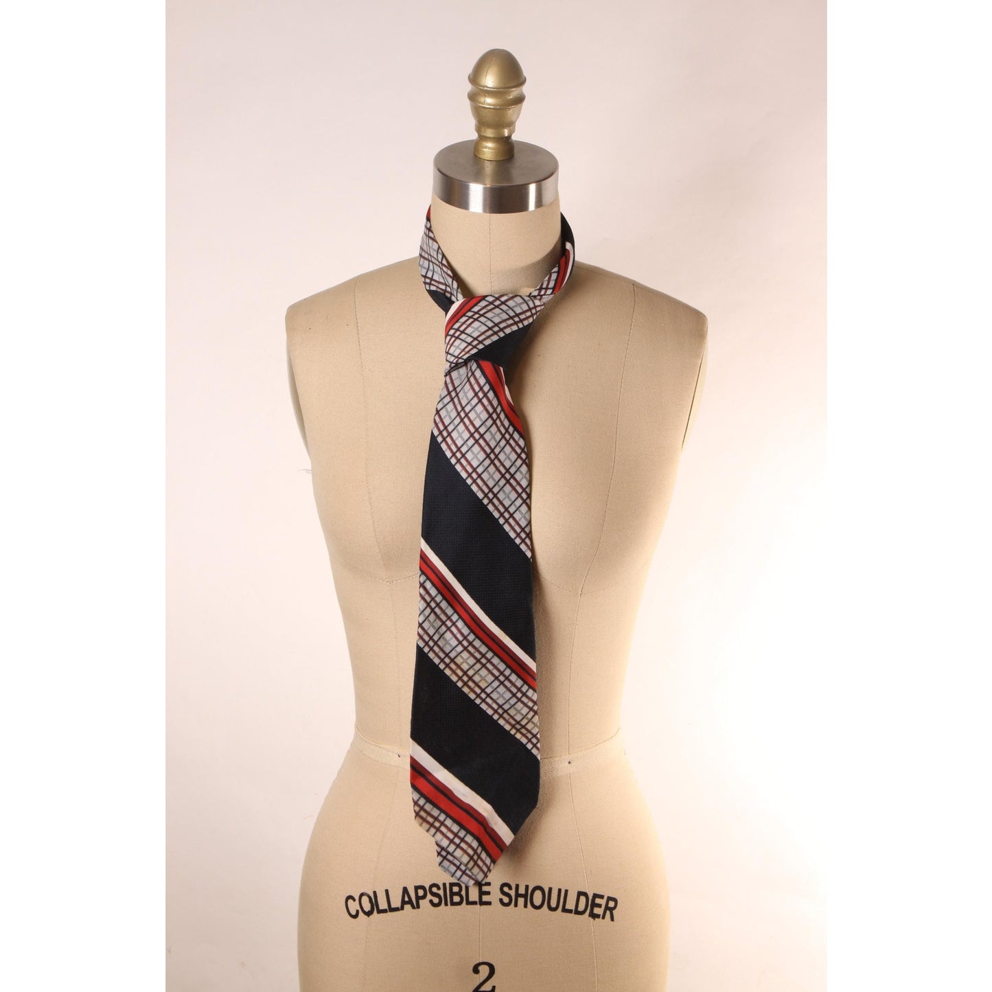 1970s Red, White and Blue Striped Necktie Tie by Wembley