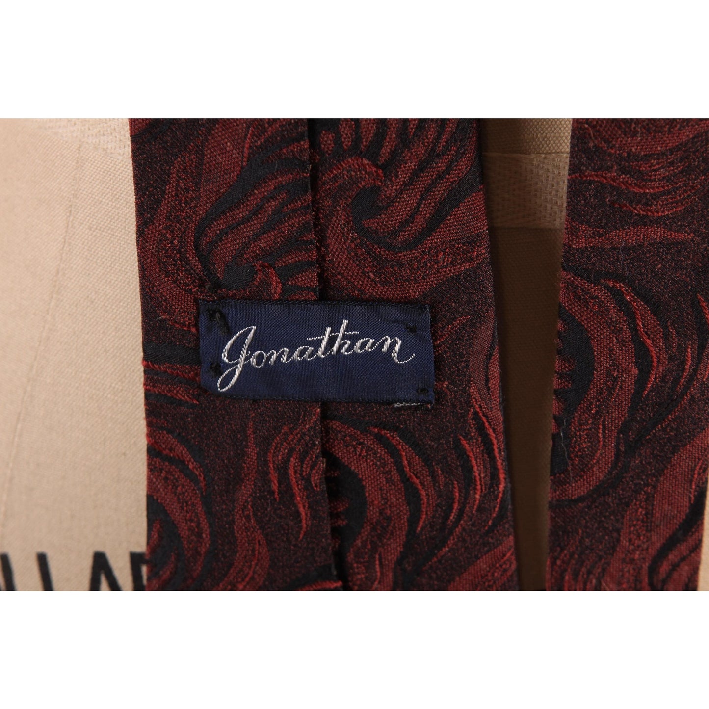 1970s Red and Black Swirl Abstract Wide Necktie Tie by Jonathan