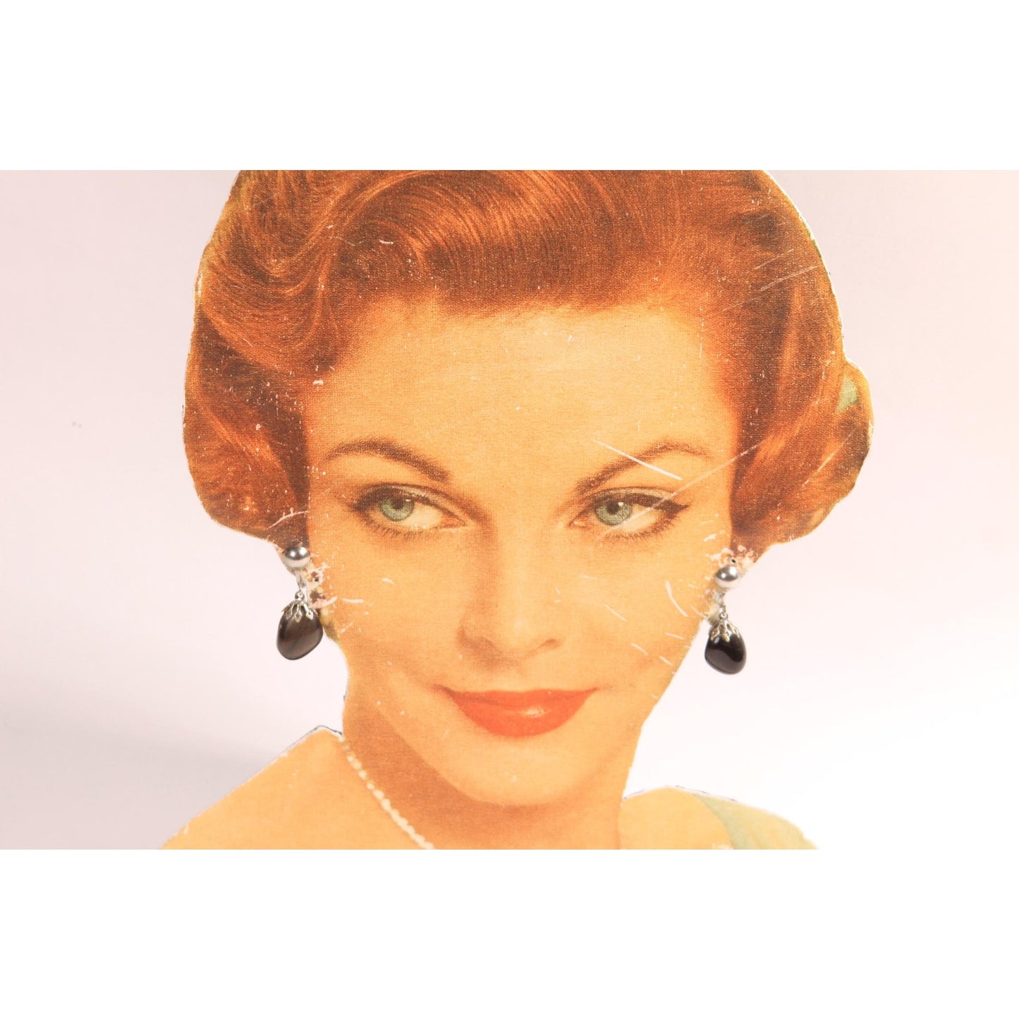 1950s 1960s Stone and Silver Tone Metal Screw Back Earrings