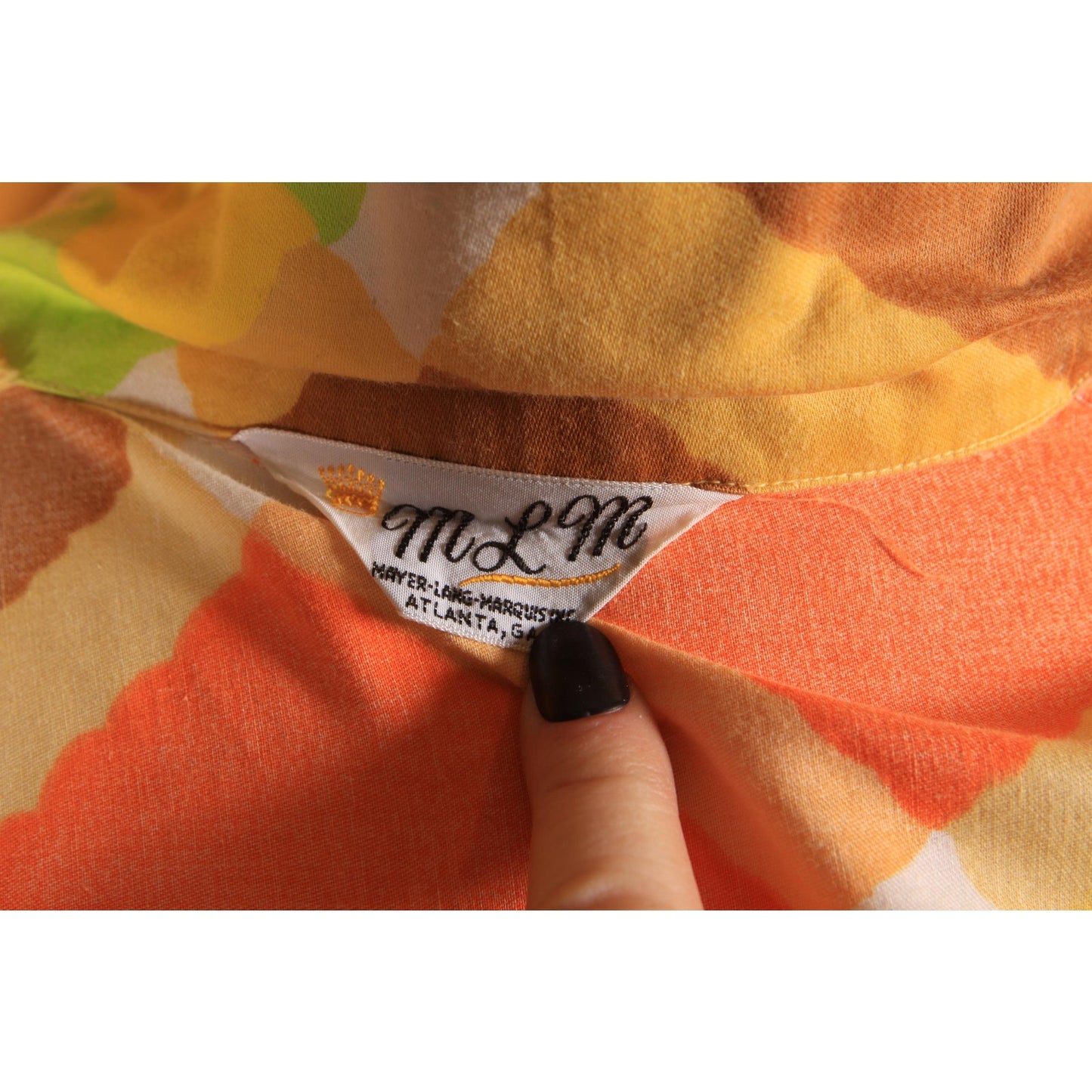 1960s Yellow, Orange, Green and Brown Plaid 3/4 Length Sleeve Button Down Blouse by MLM -L-XL