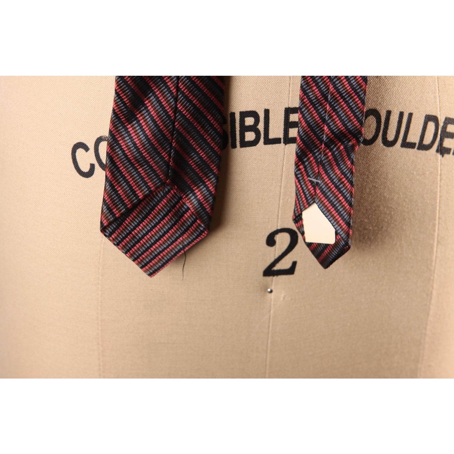 1970s Reddish Pink and Gray Striped Necktie Tie