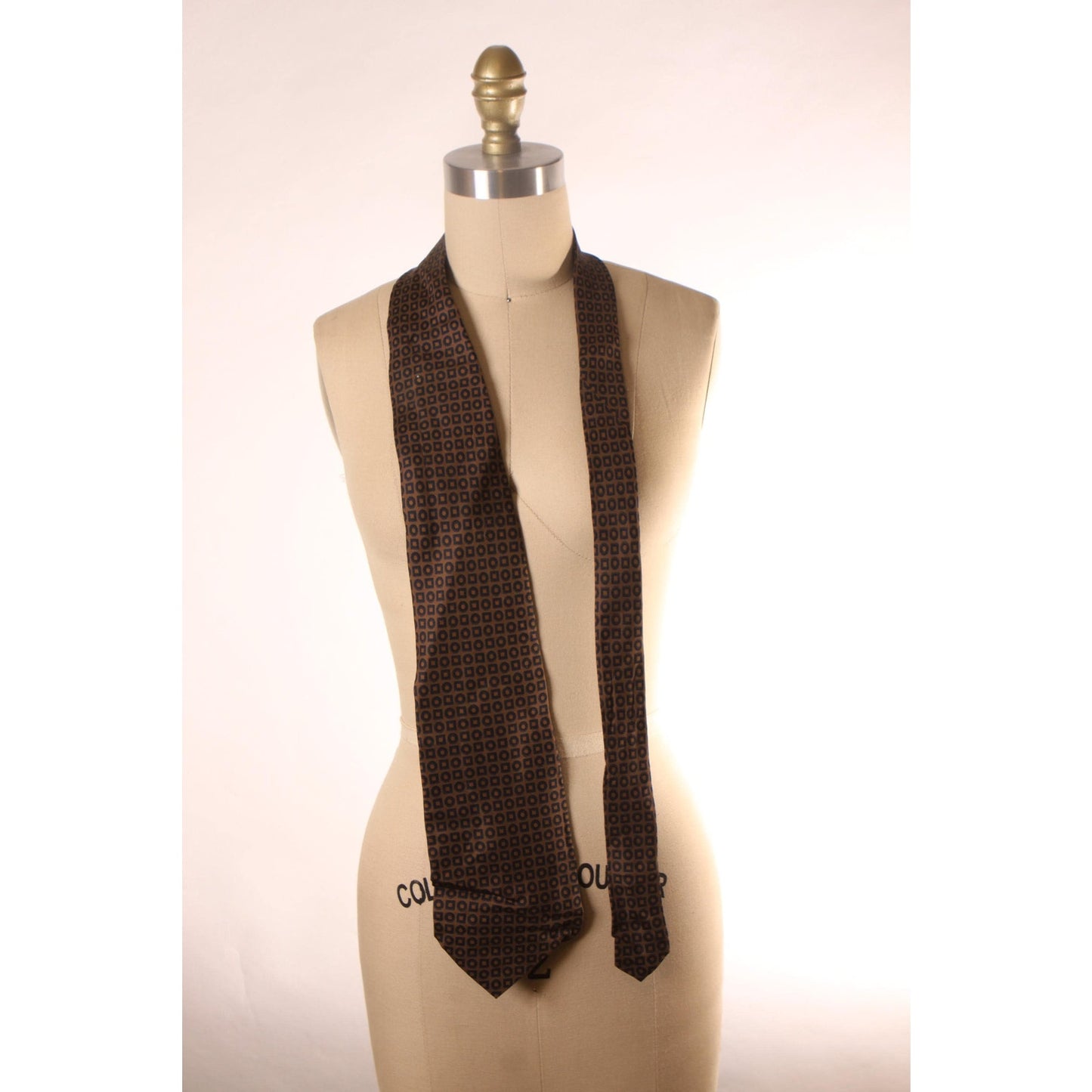 1970s Brown and Black Geometric Print Wide Necktie Tie by Rosenblatt's Robert Talbott