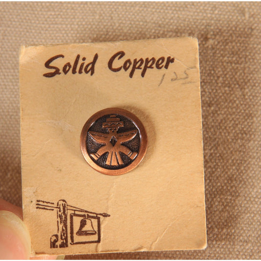 Deadstock 1950s Solid Copper Southwestern Native American Lapel Pin