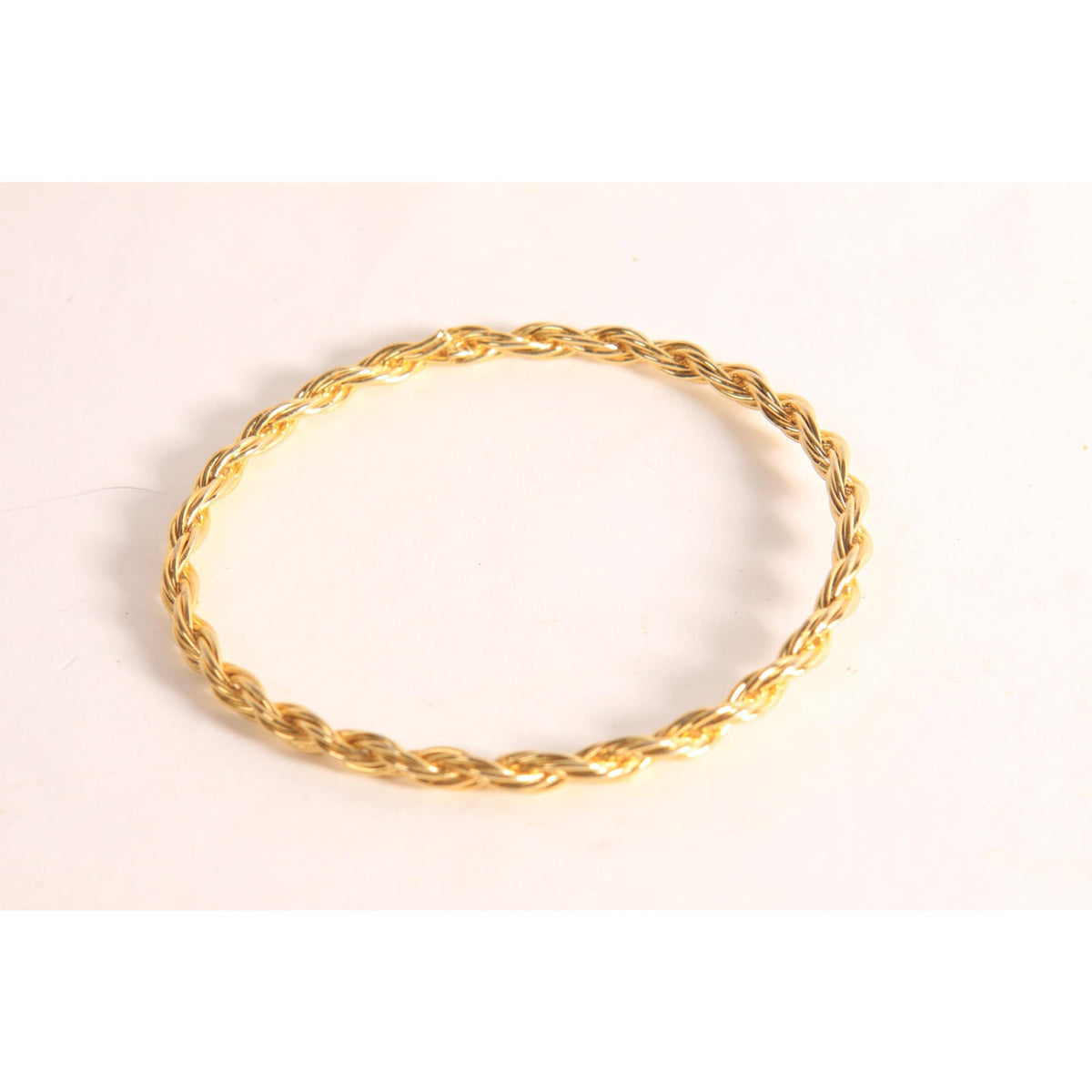 1970s 1980s Gold Tone Metal Twisted Wire Bangle Bracelet