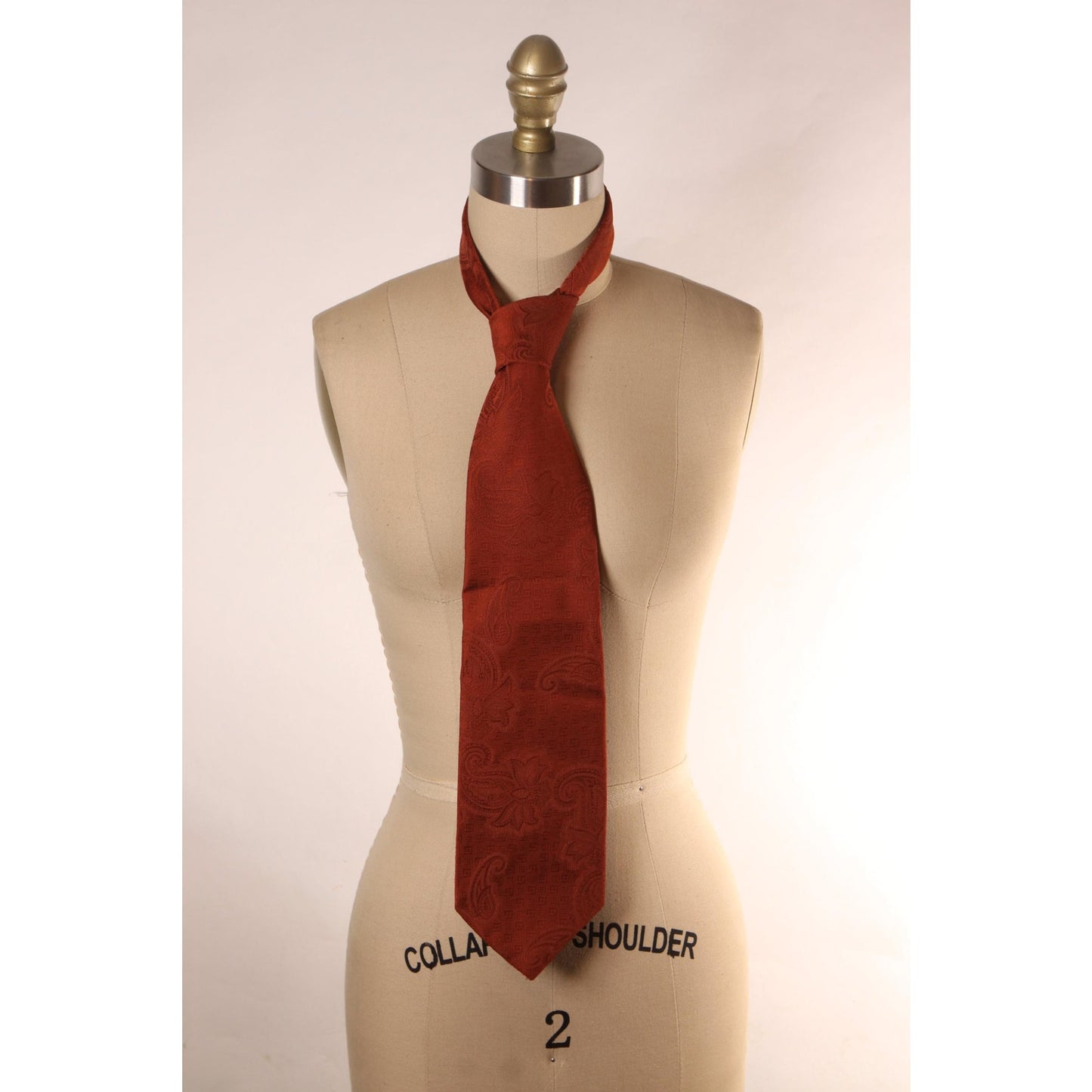 1970s Brown Orange Swirl Floral Paisley Wide Necktie Tie by Beau Brummell