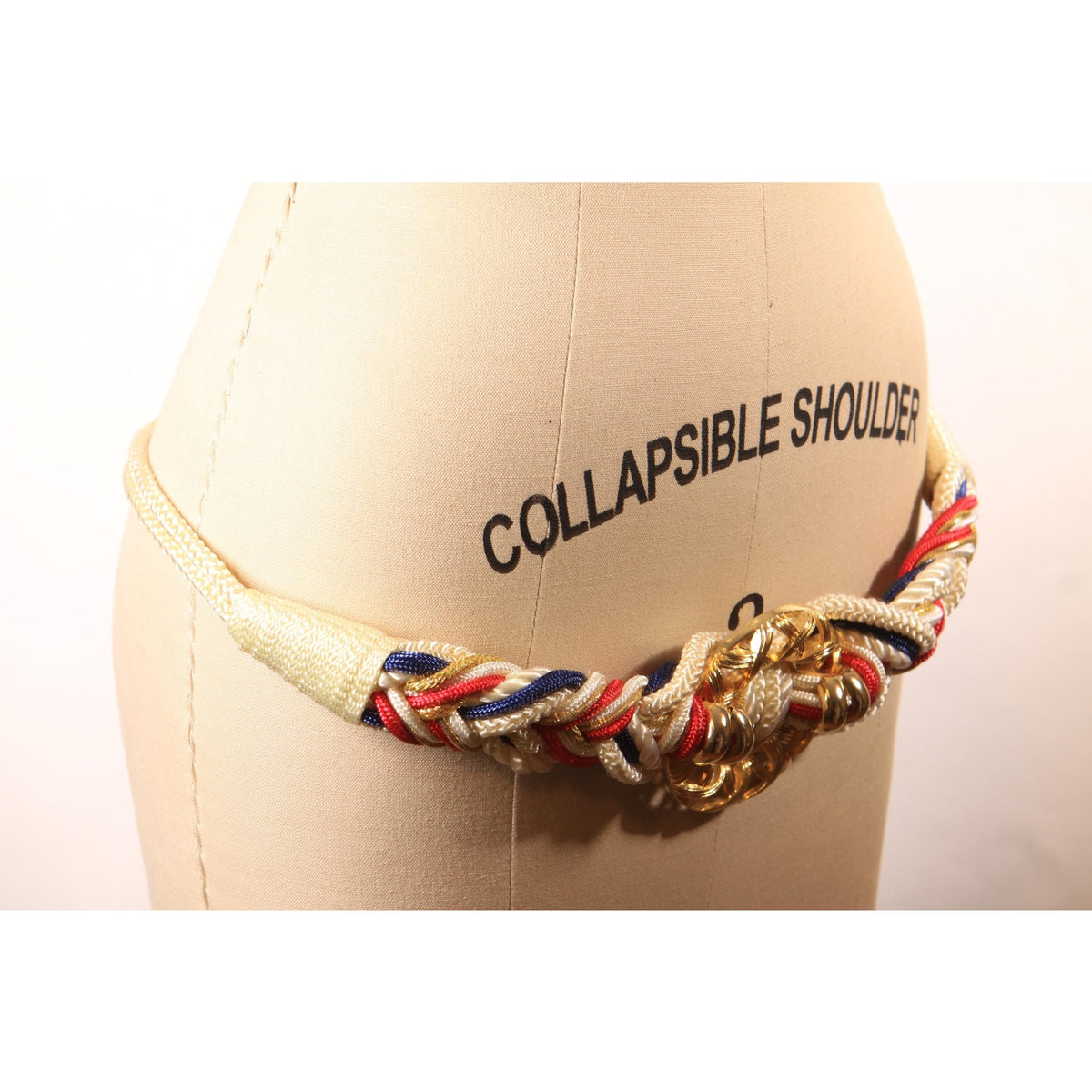1980s White, Red, Blue and Gold Woven Belt by Motion East