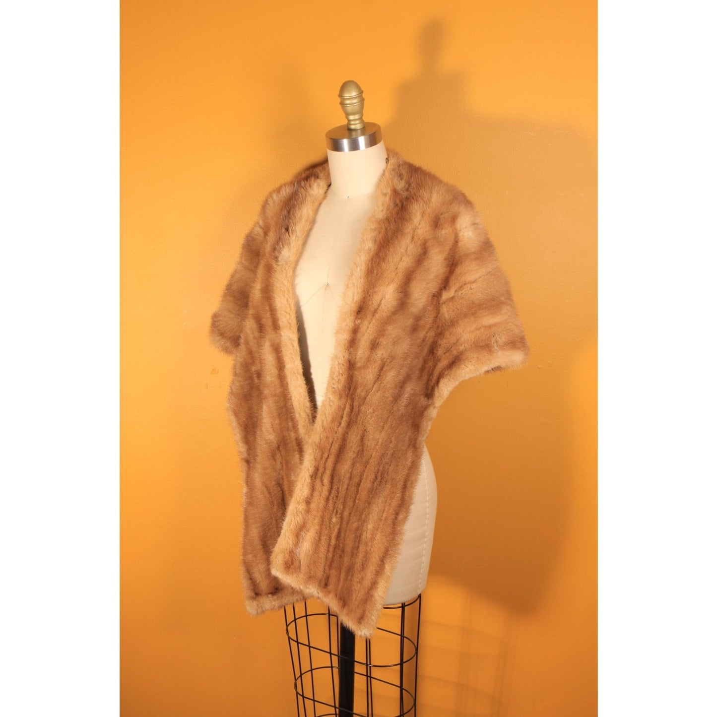 1950s Honey Brown Mink Fur Shawl Fur Wrap by Creasy Furs
