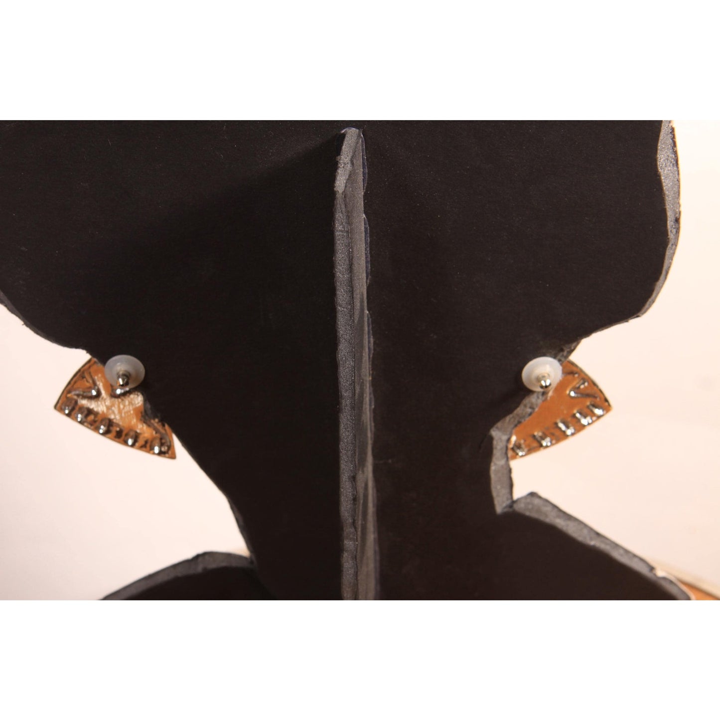 1950s Turquoise Blue and Navy Blue Geometric Triangle Metal Pierced Earrings
