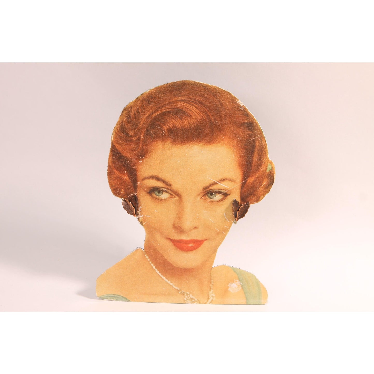 1950s Novelty Copper Metal Double Leaf Screw Back Earrings