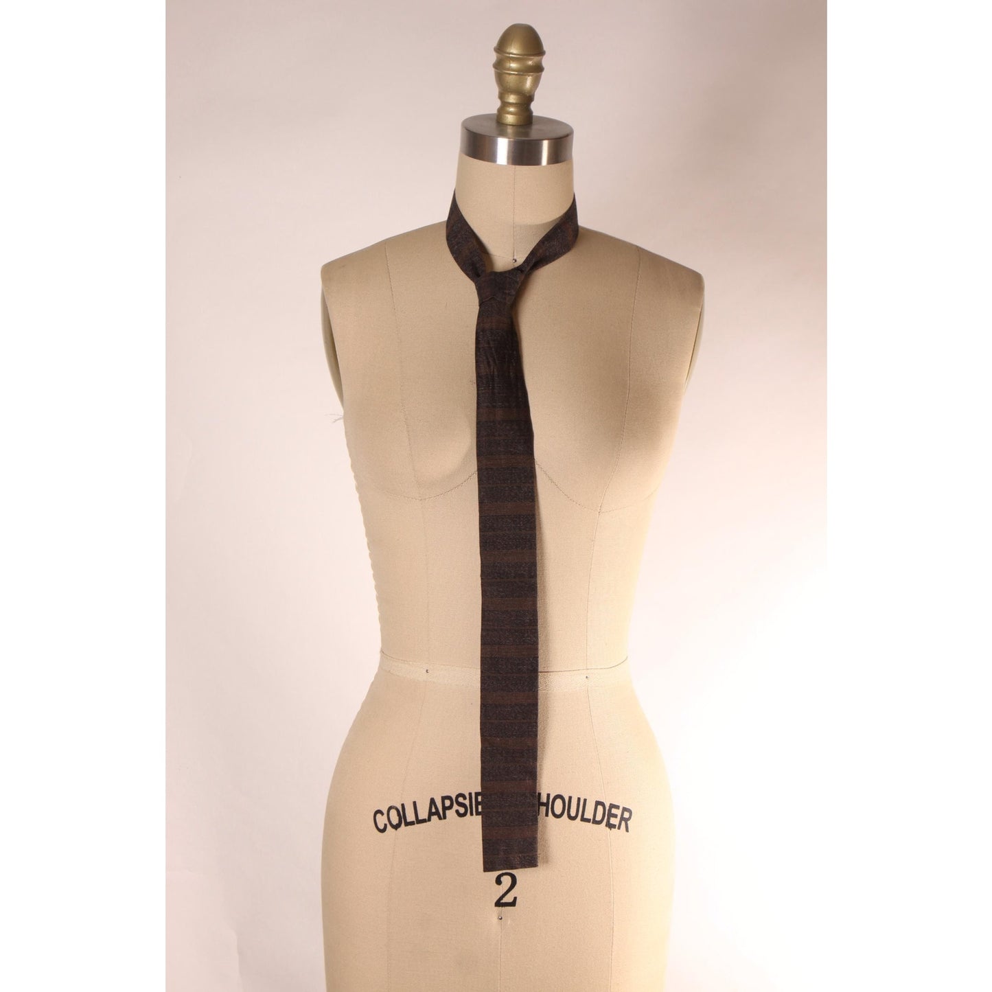 1950s Brown and Gray Striped Square End Necktie Tie by Tina