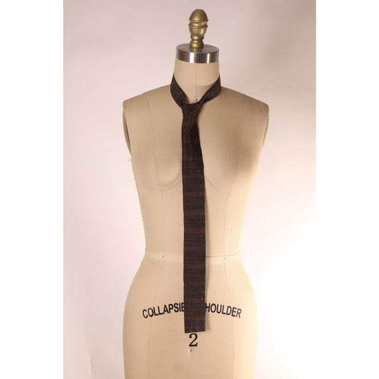 1950s Brown and Gray Striped Square End Necktie Tie by Tina