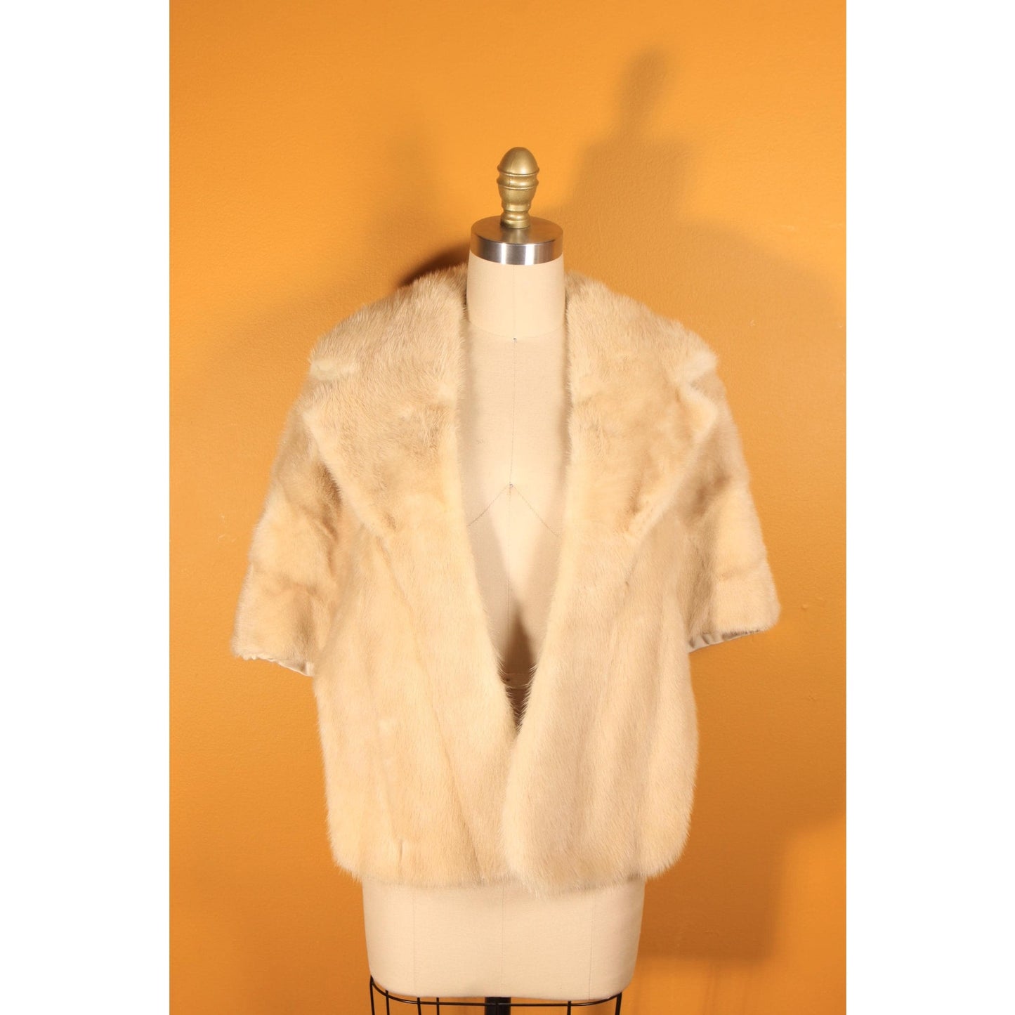 1950s Blonde Cream Mink Fur Shawl Wrap by Evan's Furs