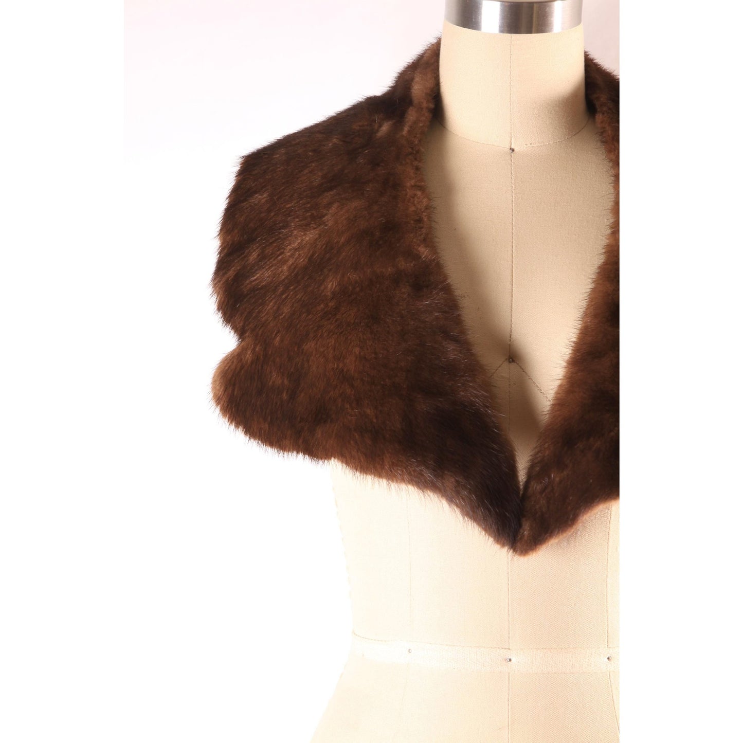 1950s Dark Brown Mink Fur Bib Collar