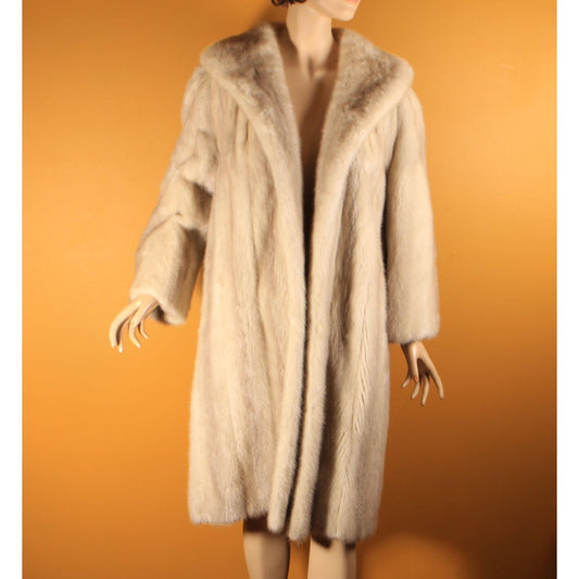 1950s Blonde Cream Off White Long Sleeve Mink Fur Coat by Irene of London -M-L