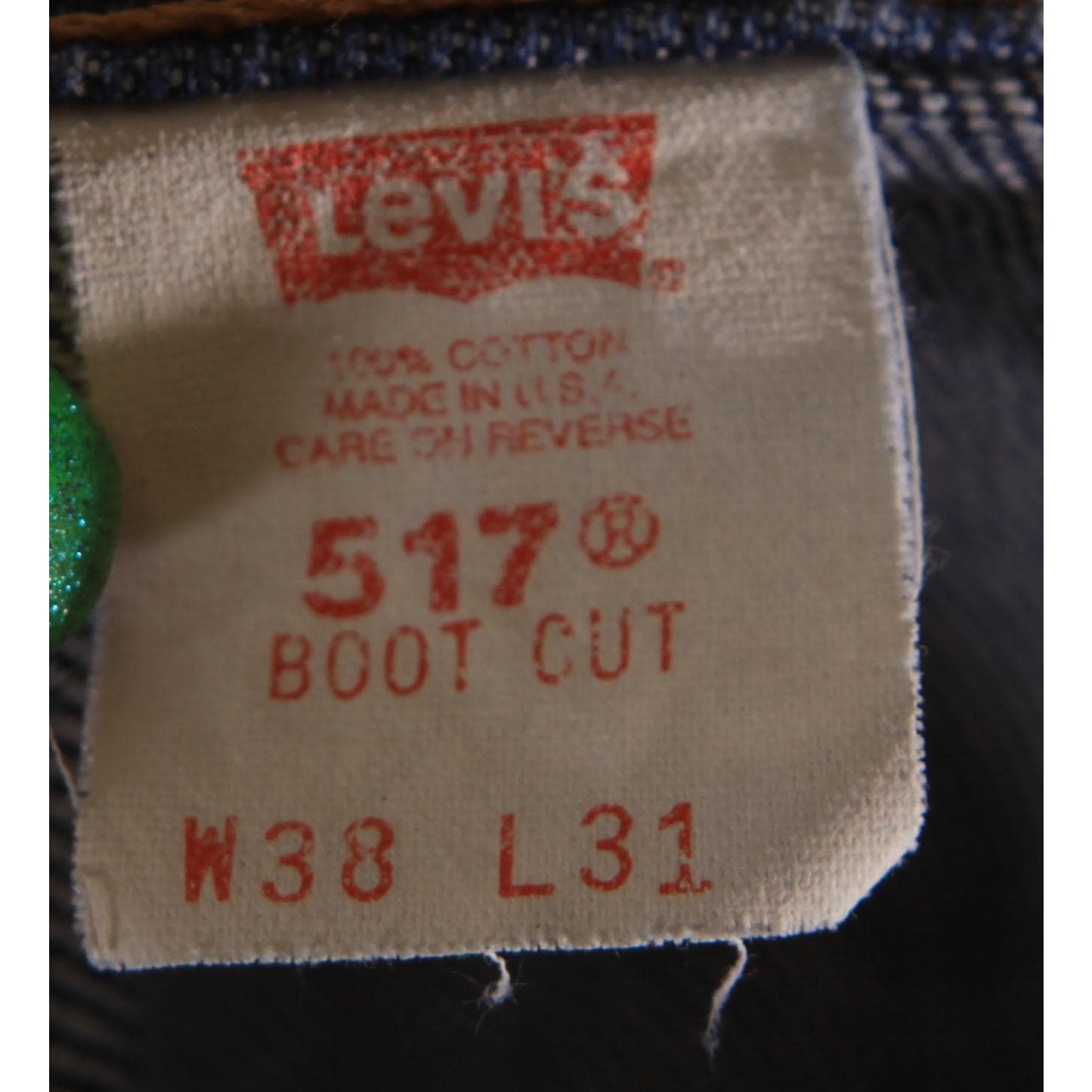 1990s Blue Denim Red Tab 517 Boot Cut Mens Jeans by Levi's- 38x31