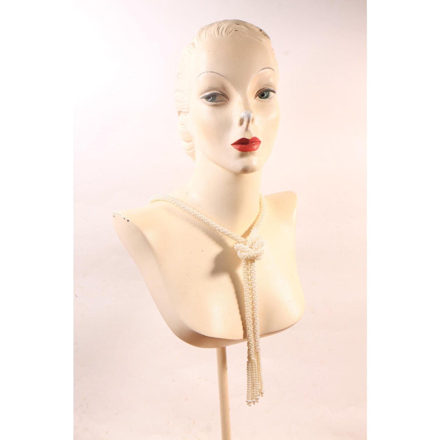 1980s Does 1920s Faux Pearl Beaded Flapper Style Necklace