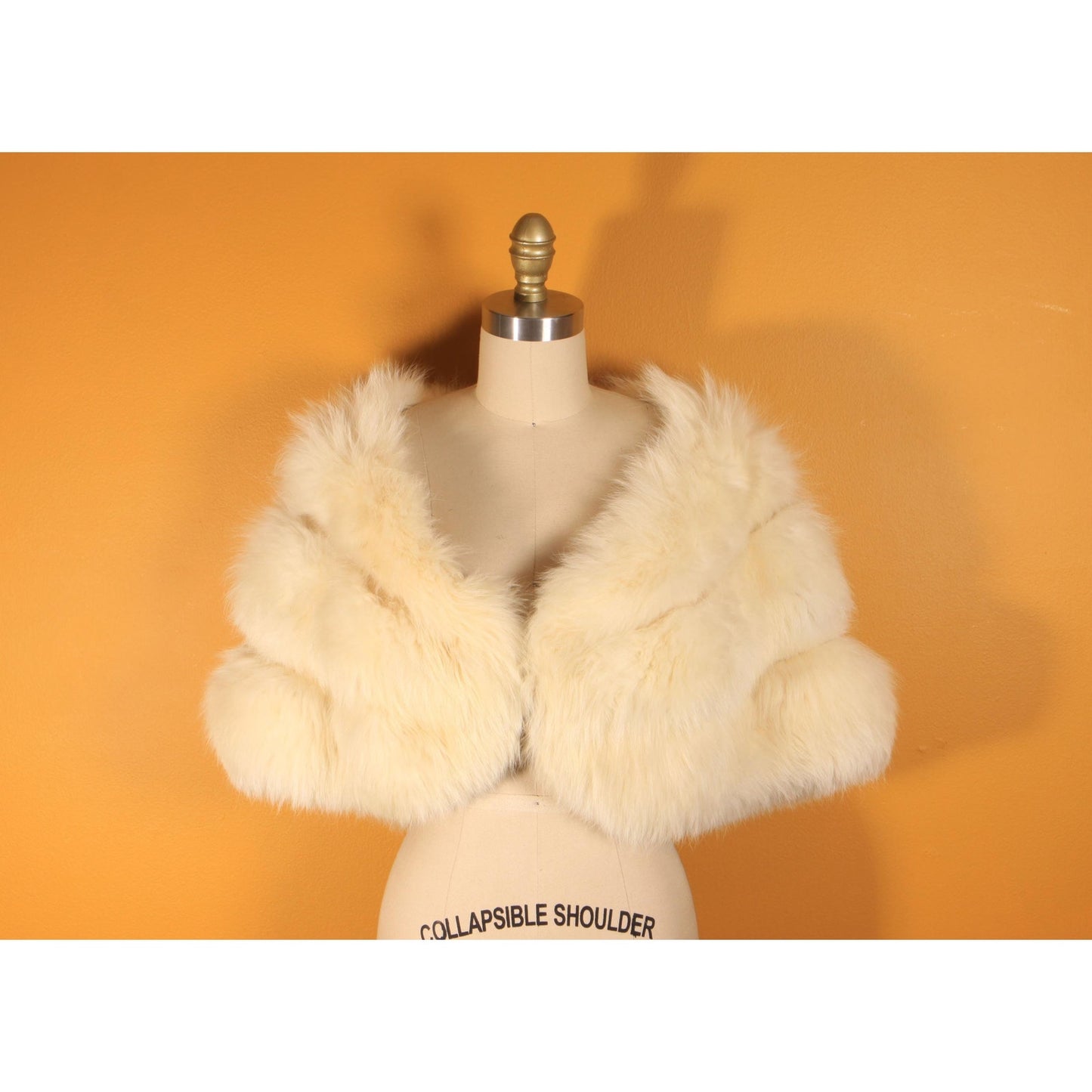 1950s White Cream Fox Fur Coat Wrap by Aulabaugh Omaha