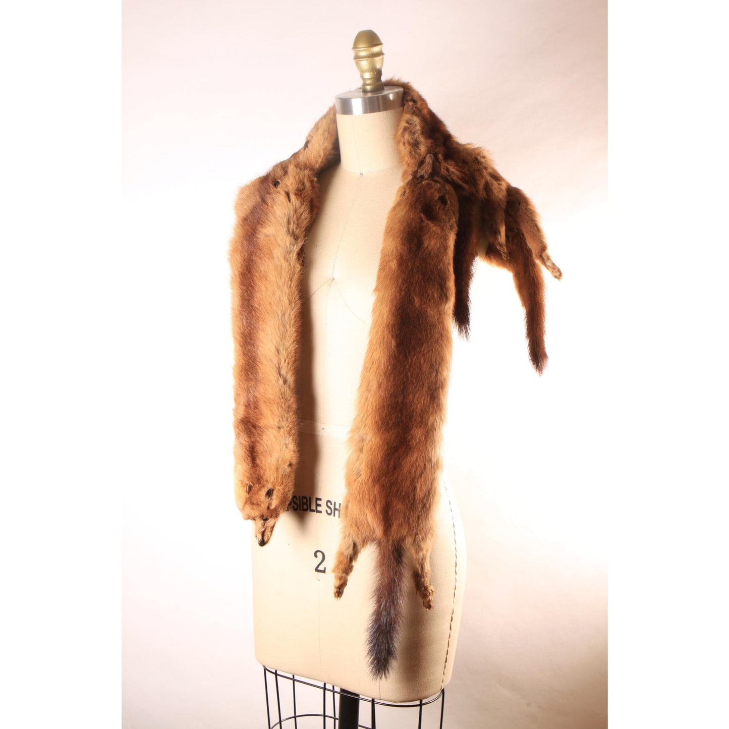 1950s Brown Four Piece Mink Fur Pelt Shawl Wrap by McDaniels