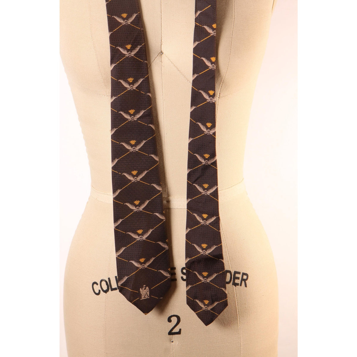 1970s Brown and Tan Patterned Necktie Tie by Christian Dior