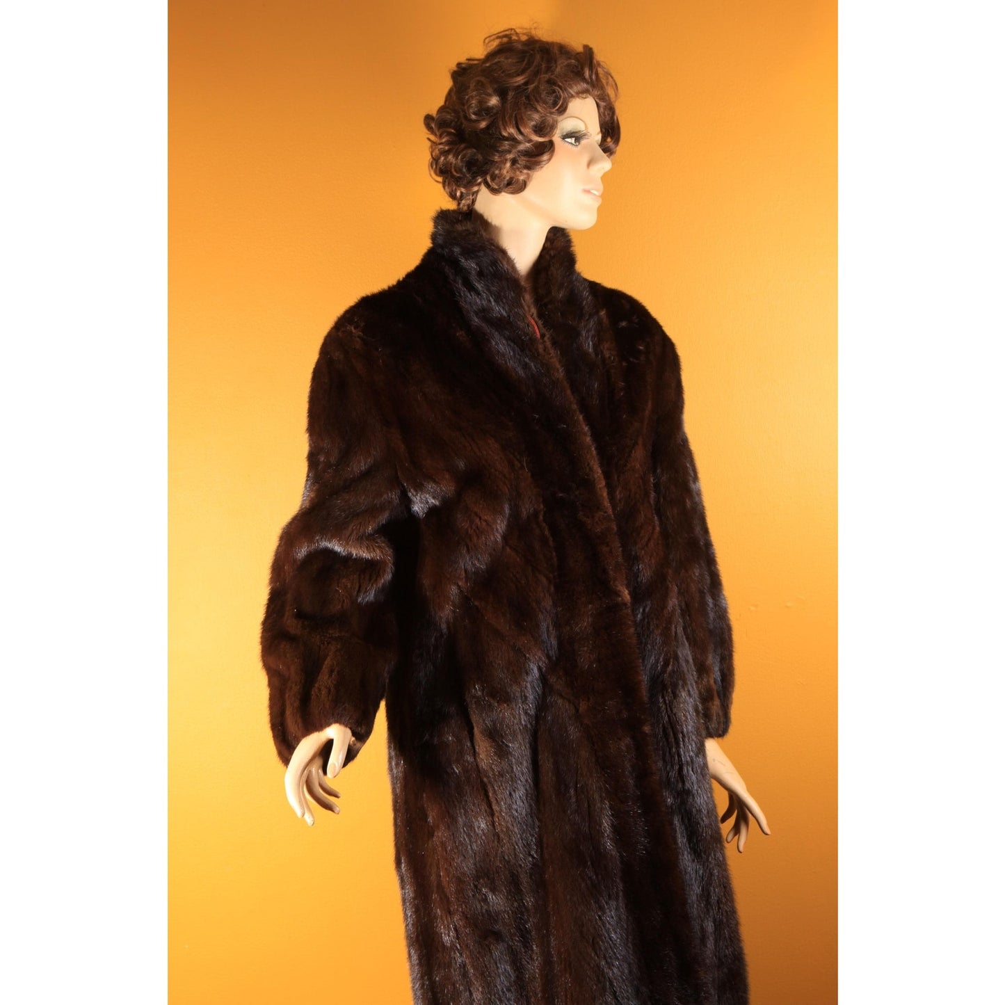 1940s Dark Brown Mink Long Sleeve Fur Coat by Marshall Fields