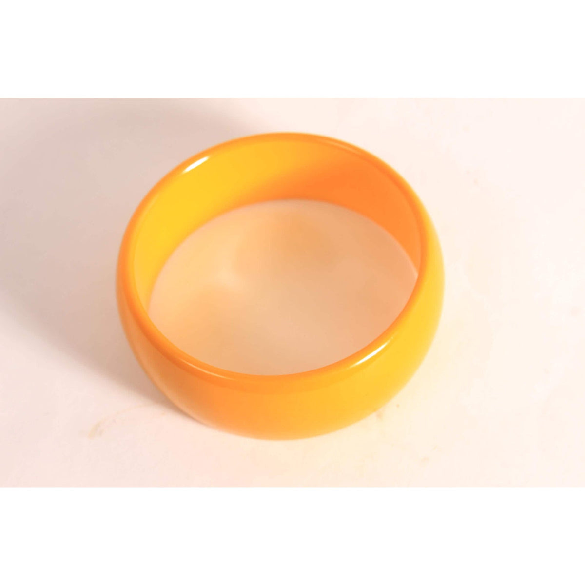 1940s 1950s Creamed Corn Yellow Wide Bakelite Bangle Bracelet