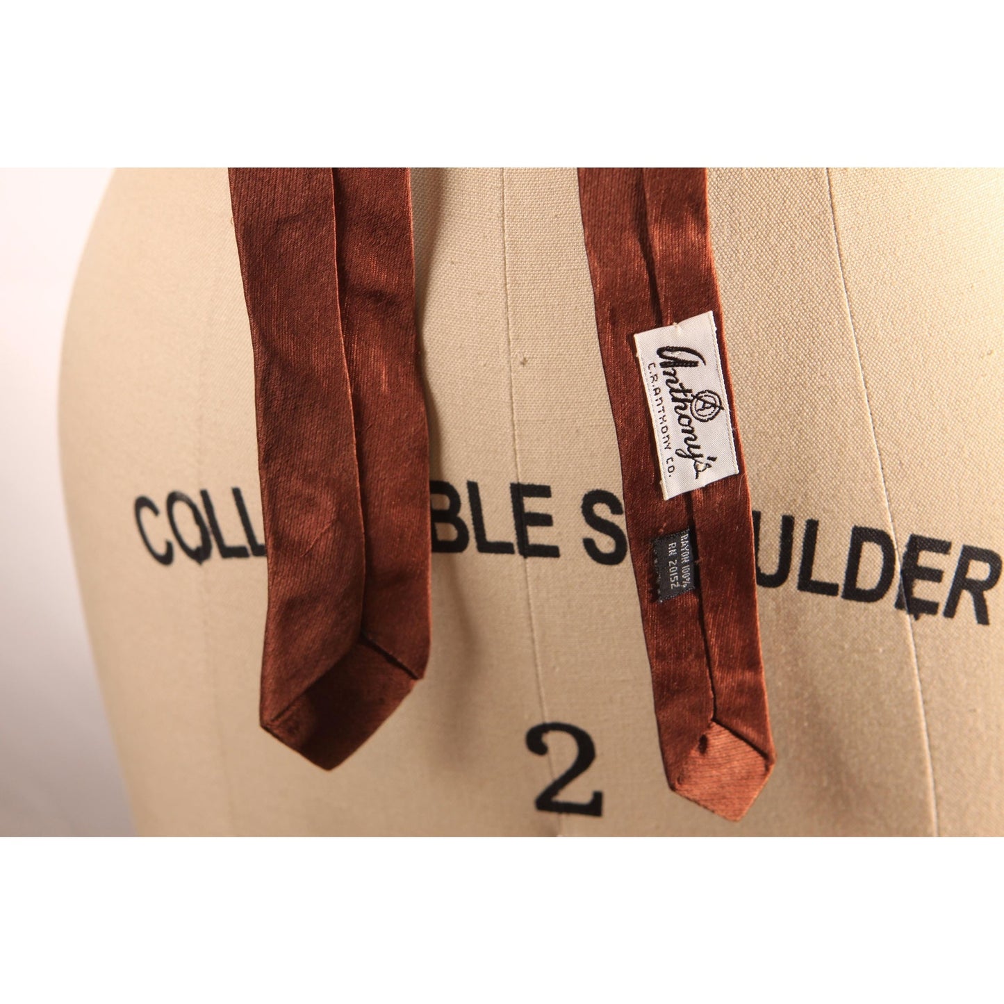 1950s Brown, Cream and Blue Mid Century Skinny Necktie Tie by Anthony's