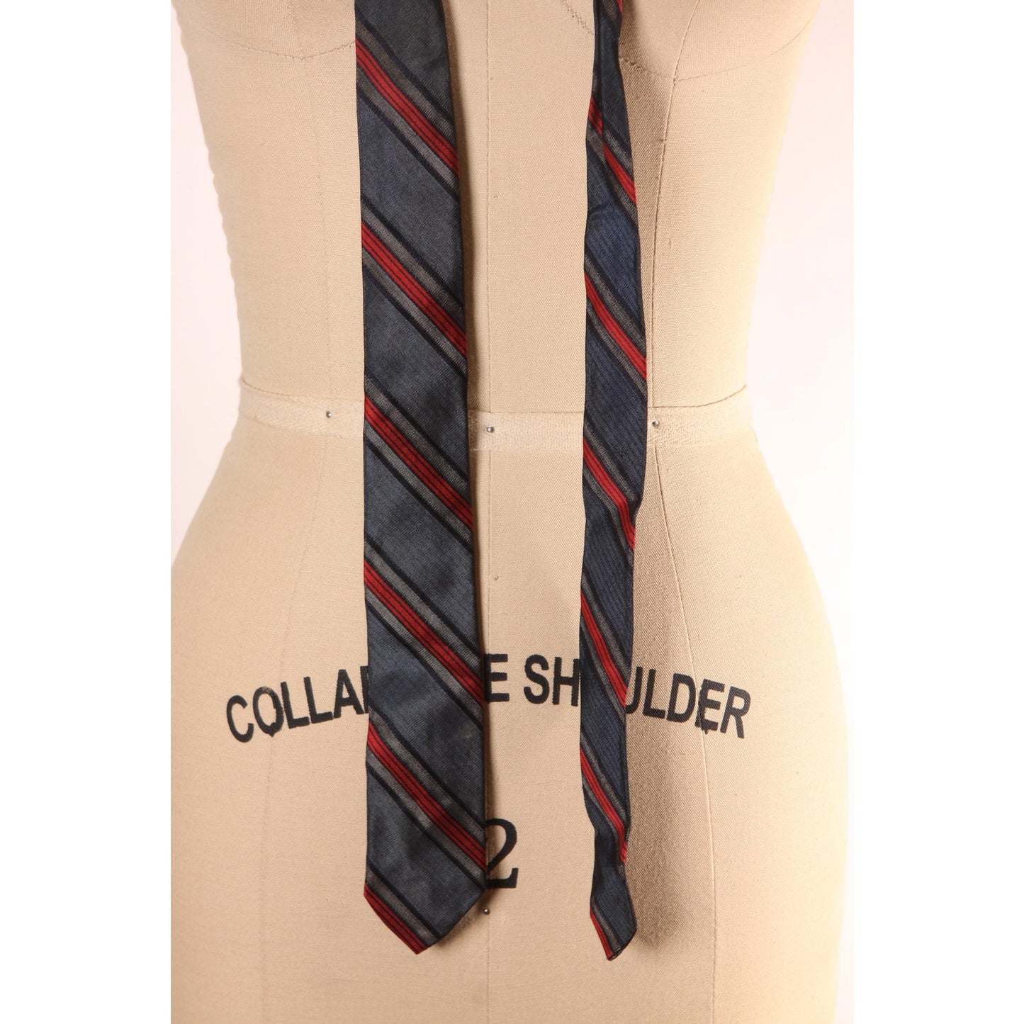 1950s Navy Blue and Red Striped Necktie Tie