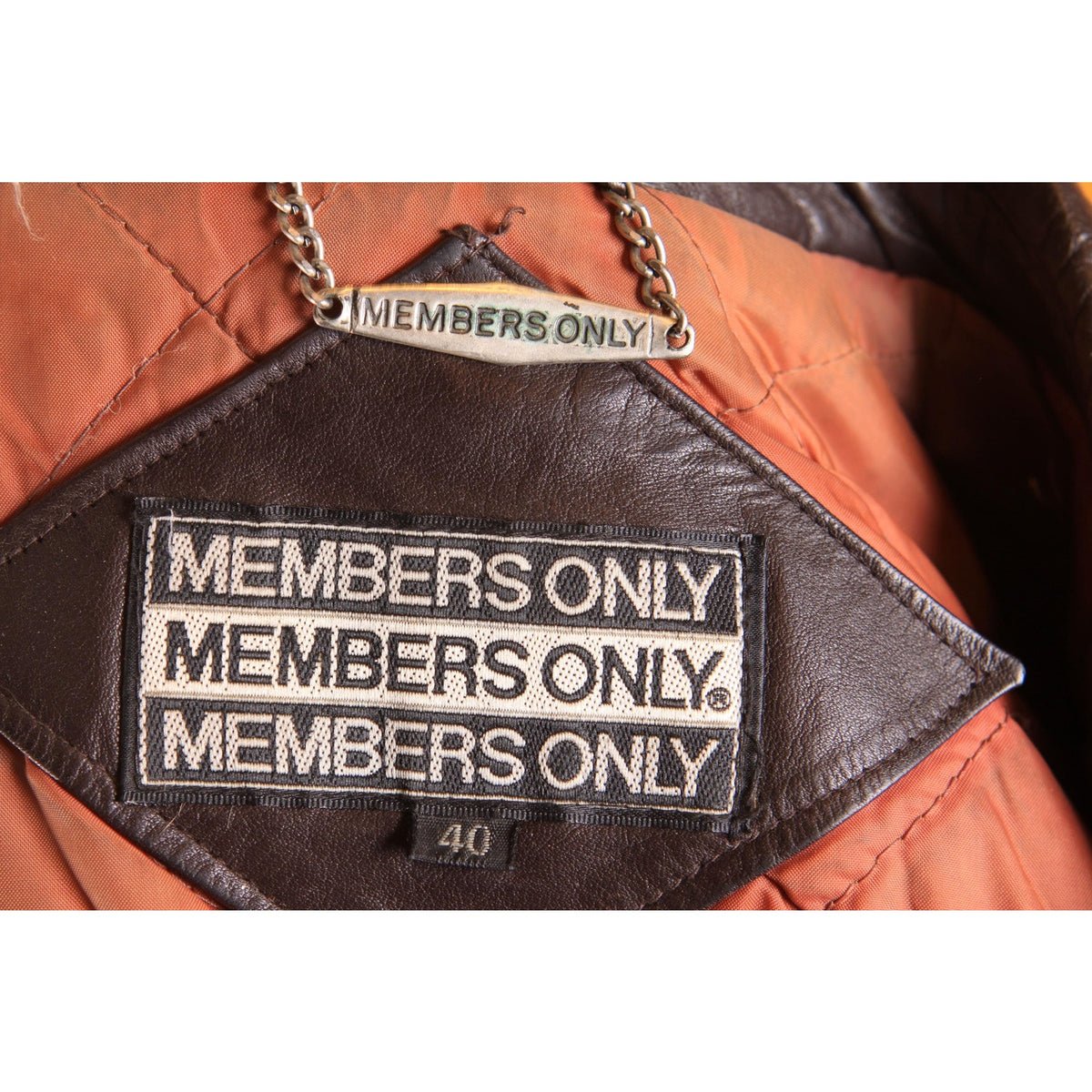 1980s Brown Leather Zip Up Pocketed Mens Bomber Jacket Coat by Members Only -L