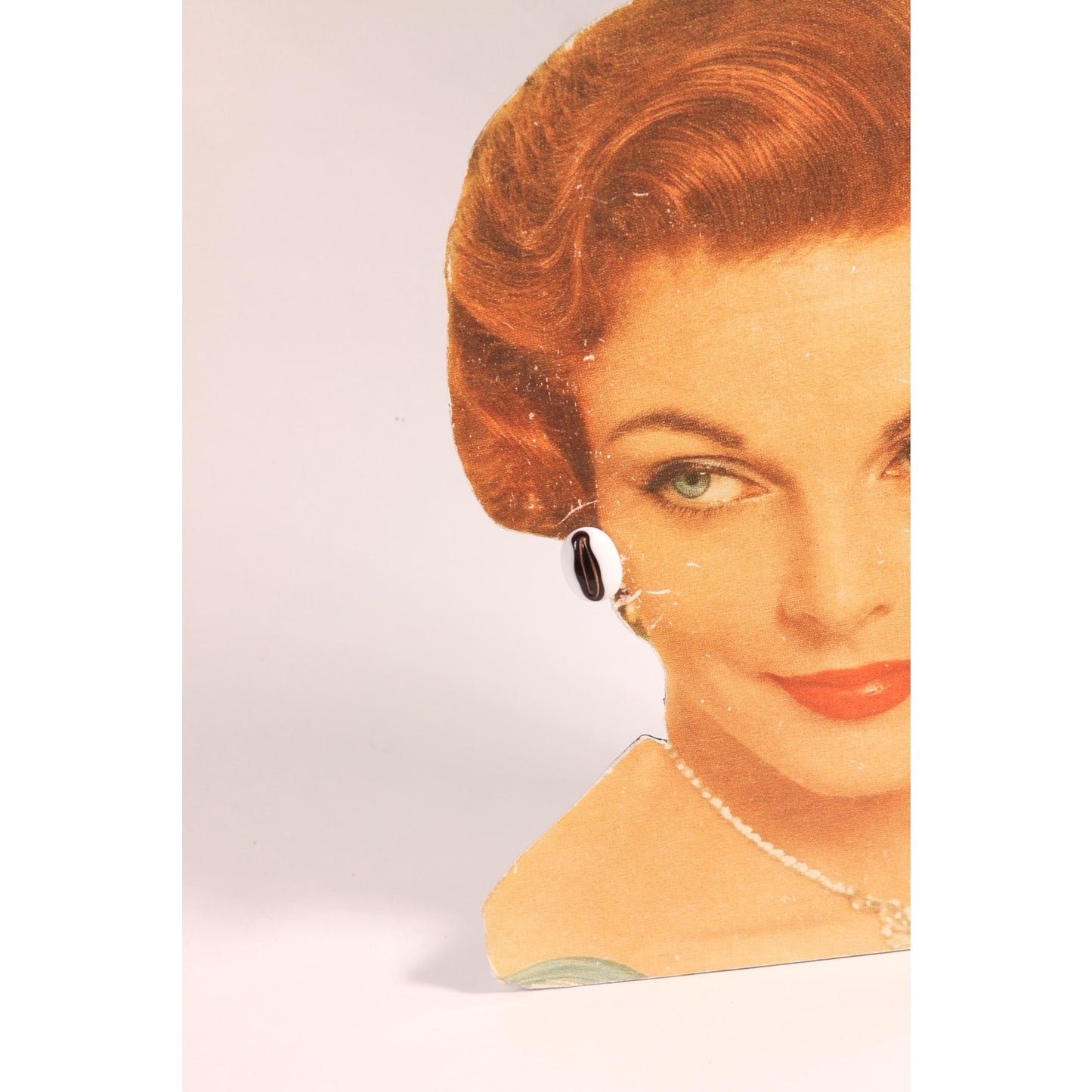 1950s White and Black Glass Beaded Screw Back Earrings