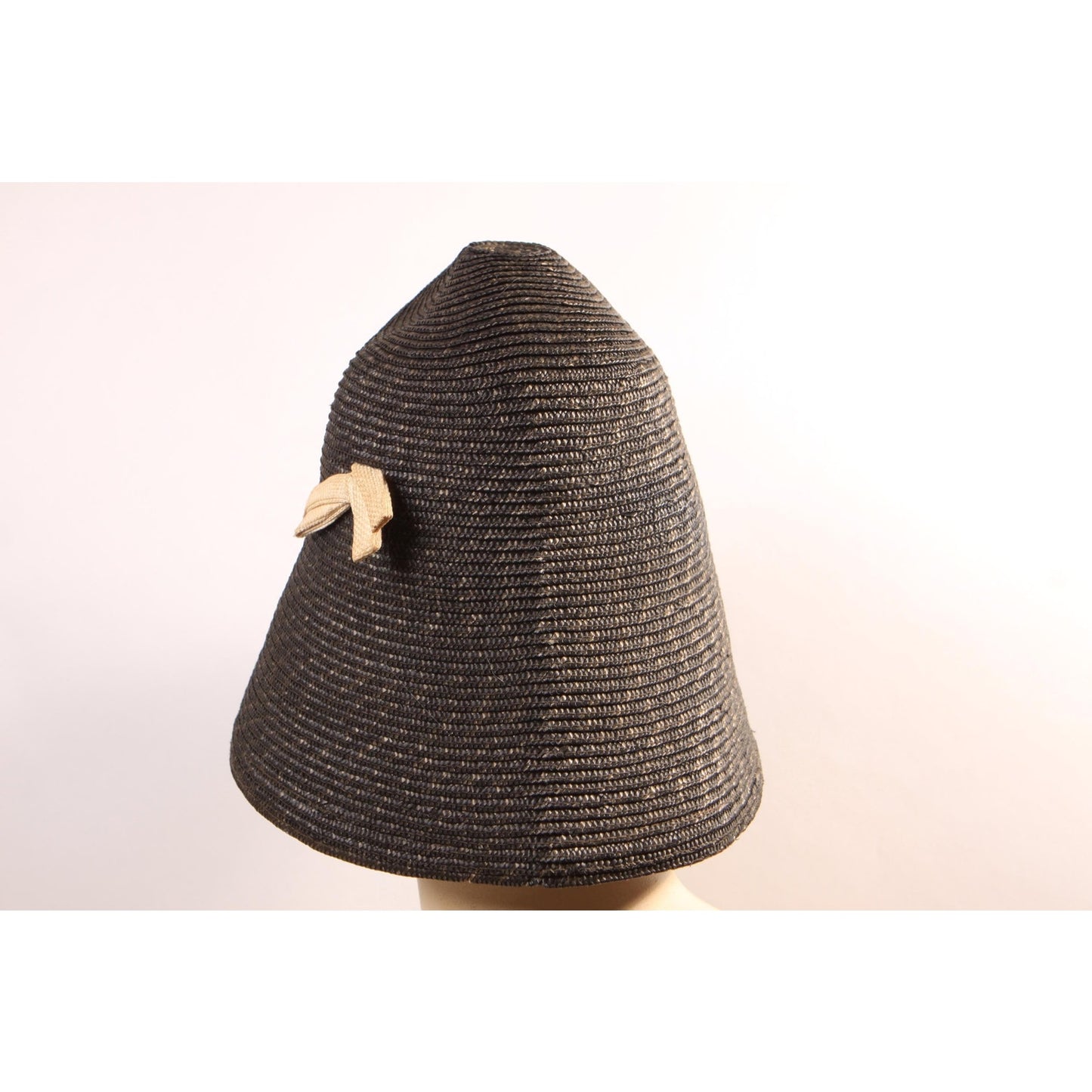 1950s Navy Blue and Cream Blue Lens Novelty Sunglasses Straw Bucket Sun Hat