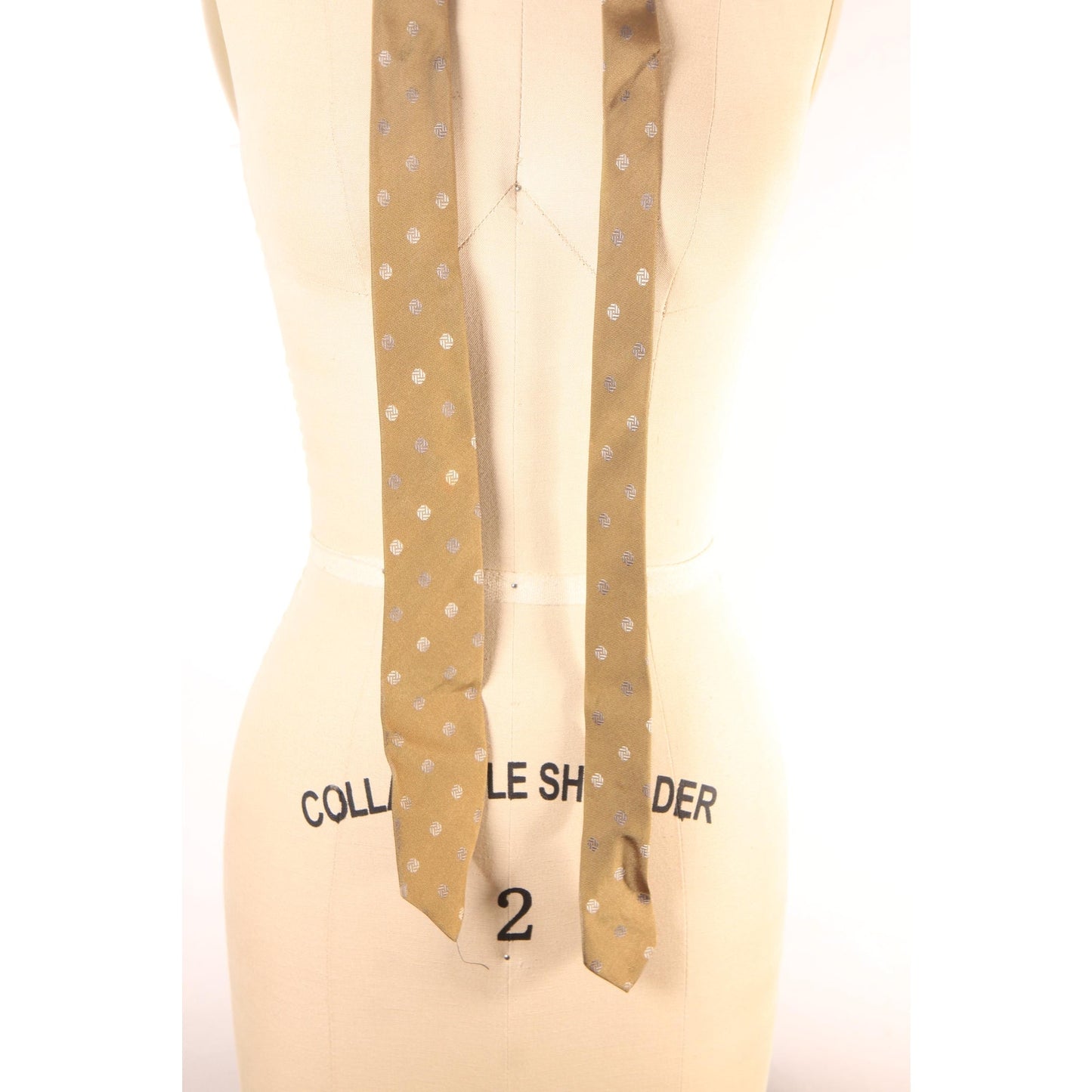 1980s Tan Geometric Print Necktie Tie by B.R. Baker Co