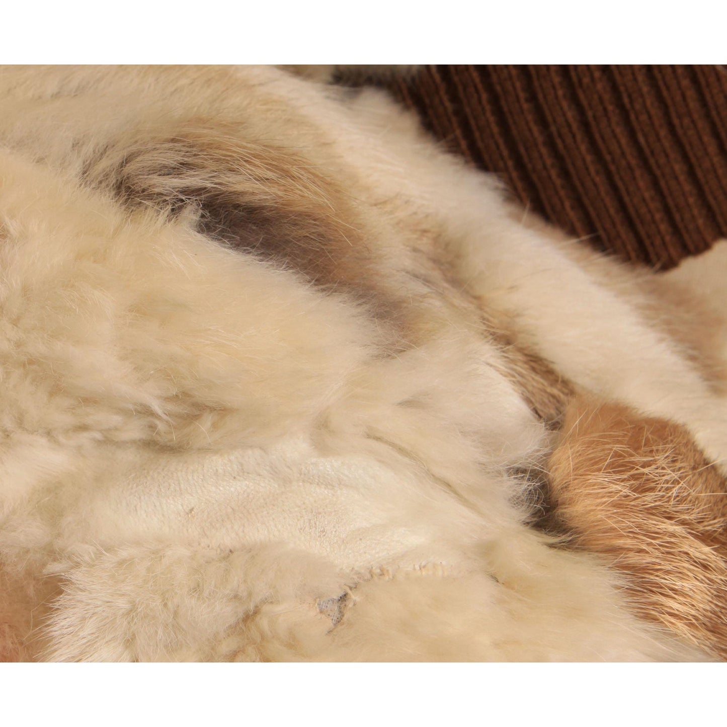 1970s White, Cream, Gray and Brown Multi-Colored Patchwork Rabbit Fur Cropped Coat -S