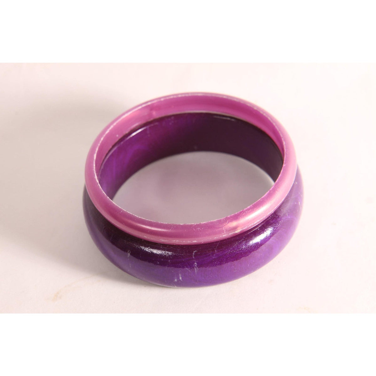 1970s Dark Purple and Light Purple Plastic Stack of 2 Bangle Bracelets