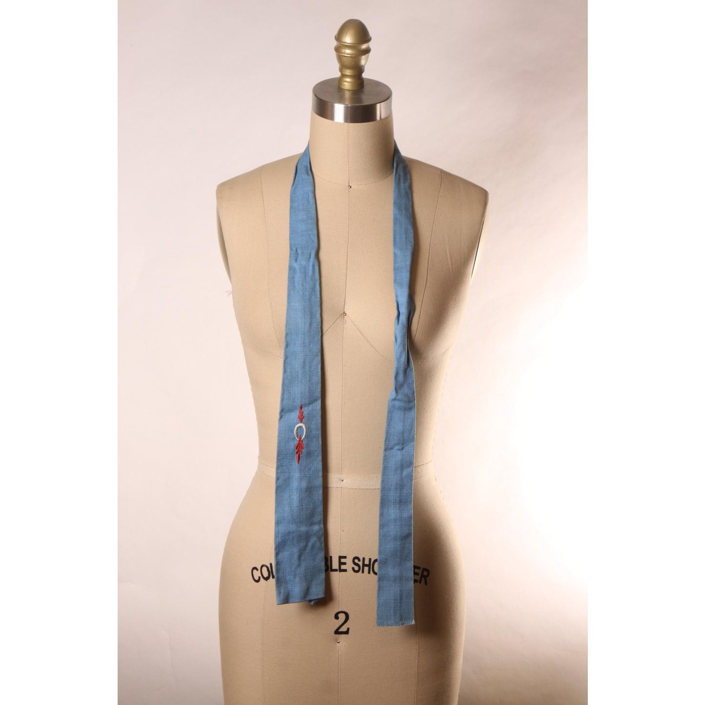 1950s Light Blue and Red Square End Necktie Tie by Soap N' Water