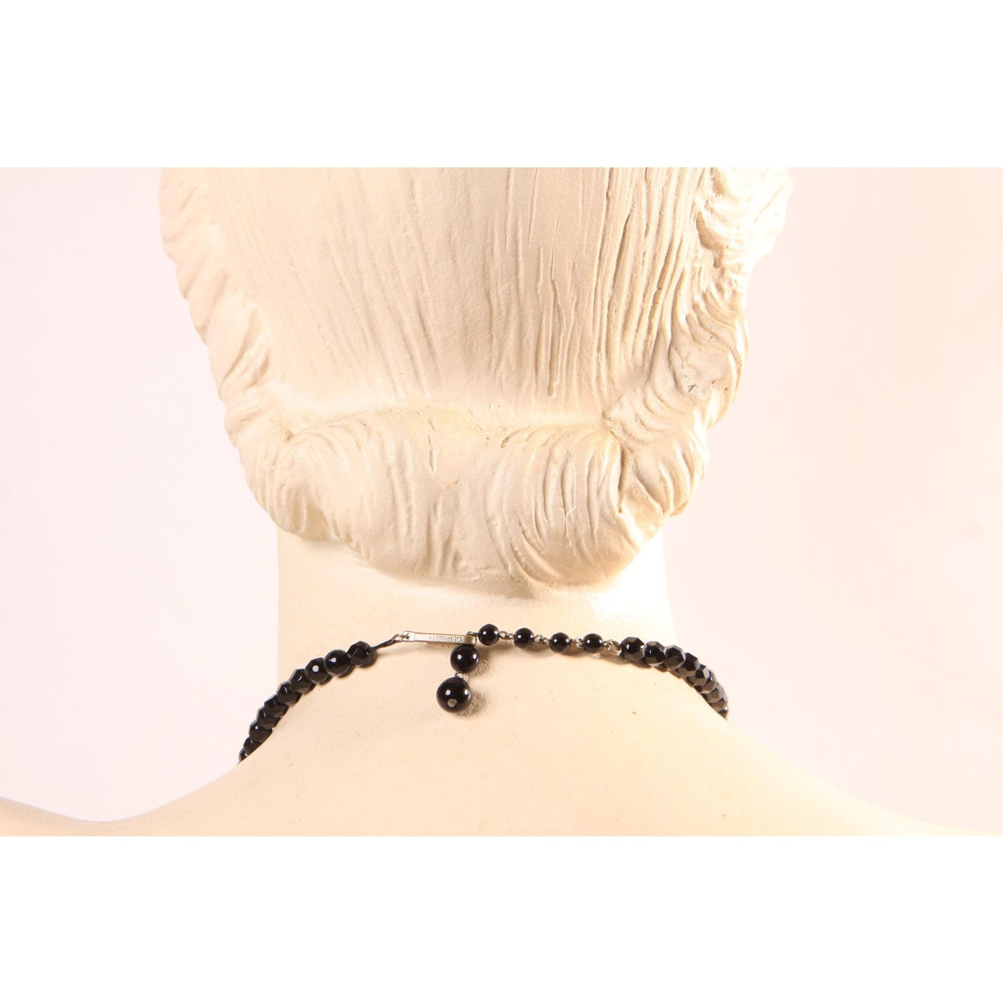 1950s Black Faceted Glass Beaded Necklace