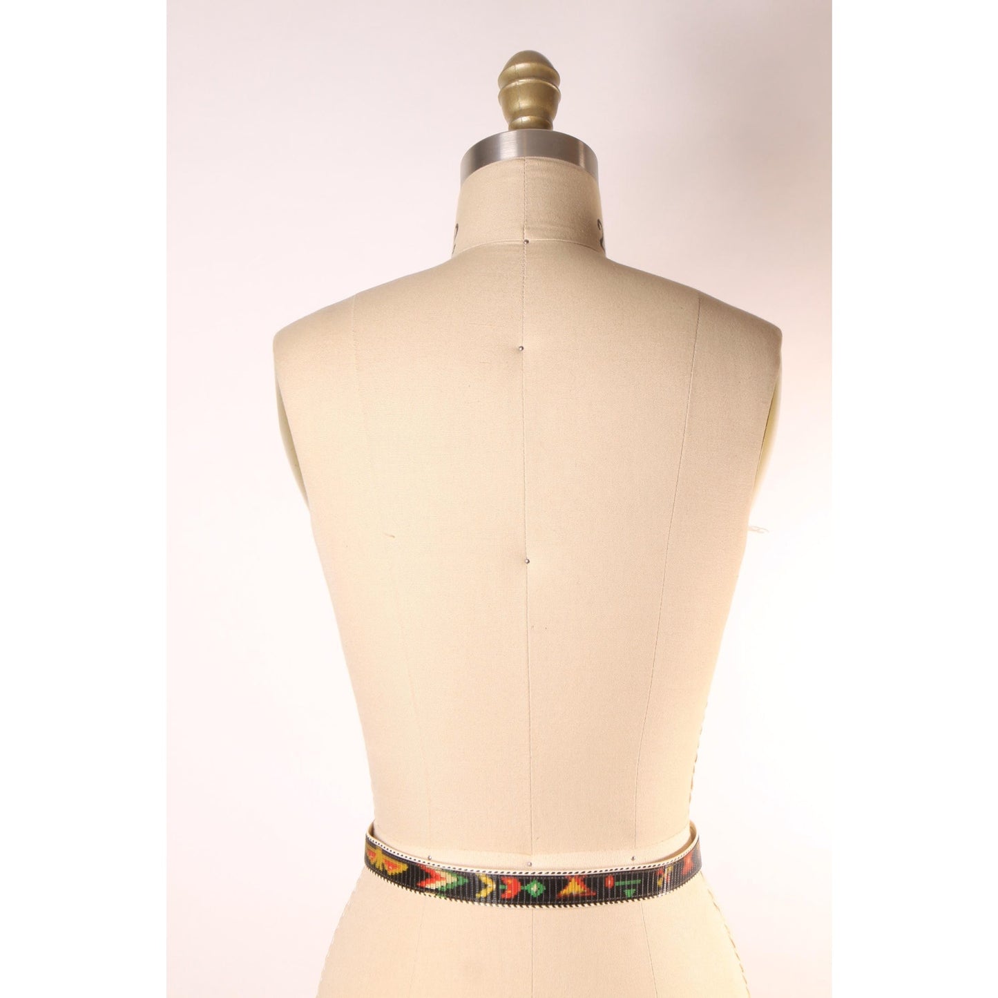 1960s Multi-Colored Rainbow Red, Blue, Yellow and Green Novelty Tourist Western Native American Style Plastic Belt