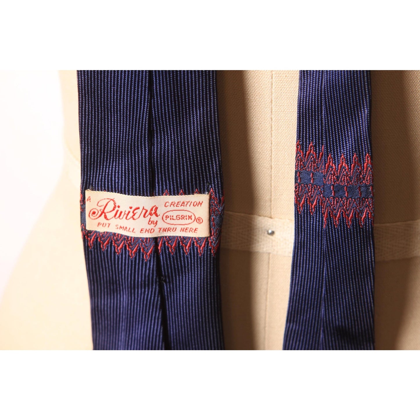 1950s Blue and Red Pattern Necktie Tie by Riviera by Pilgrim