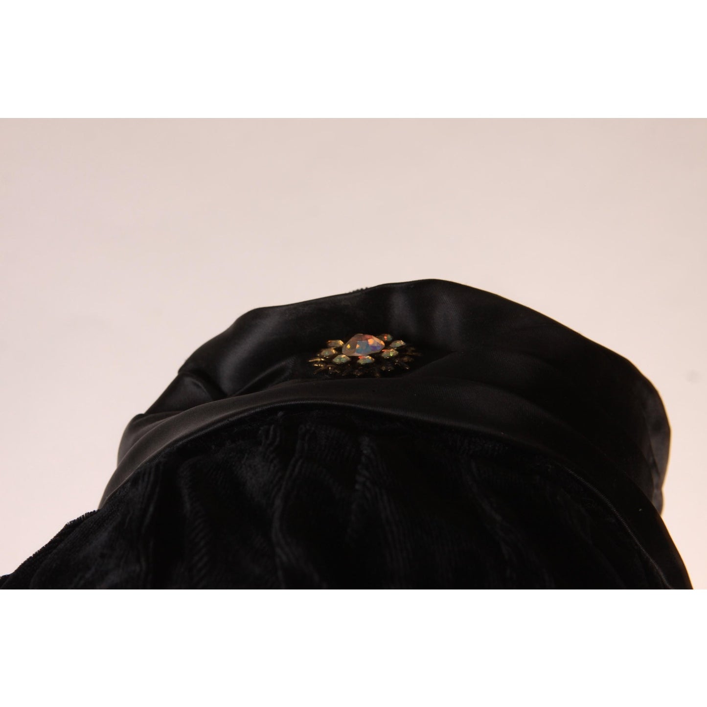 1960s Black Velvet Rhinestone Detail Formal Mushroom Hat